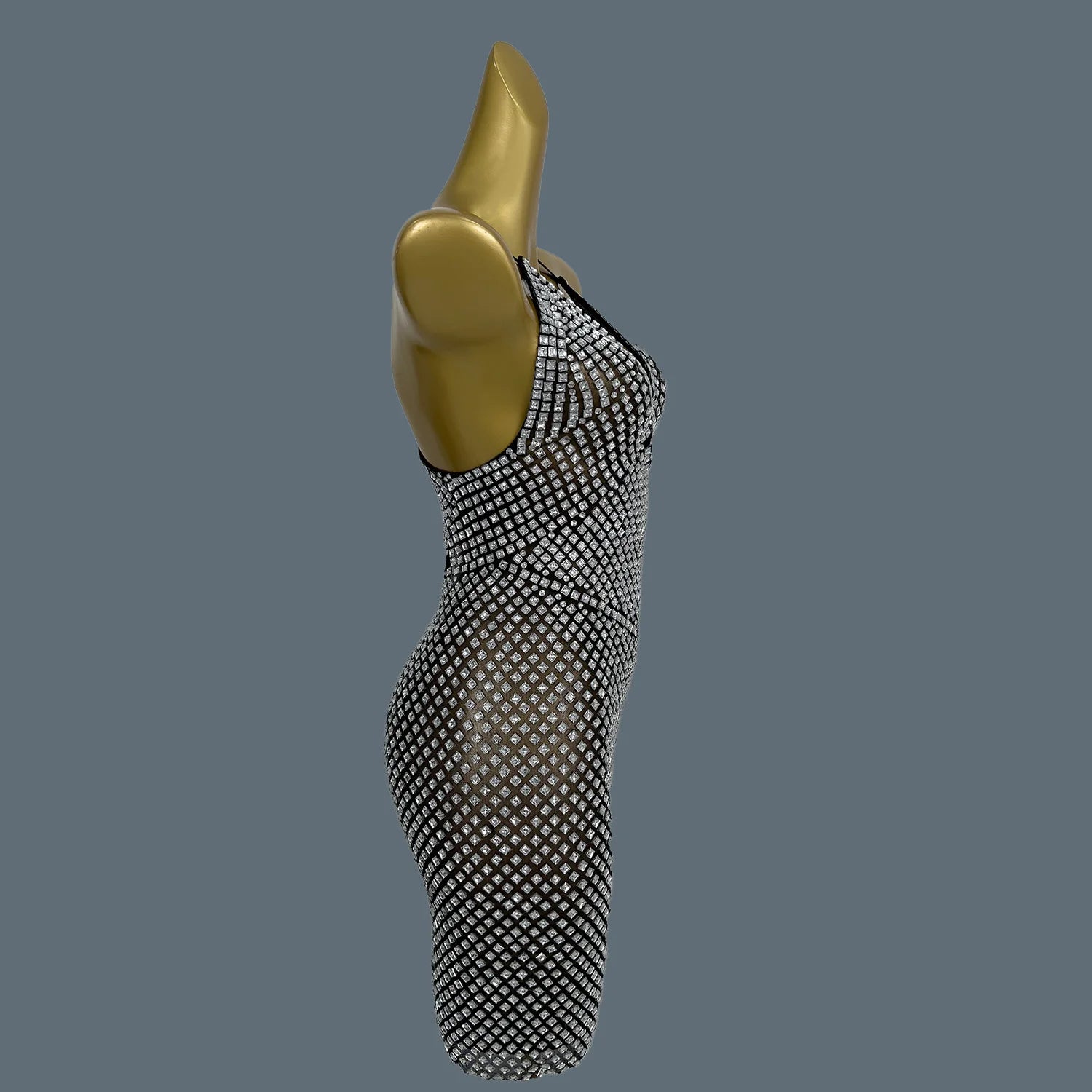 Women Fashion Crystals Mini Dress Luxury Sexy Stage Wear Birthday Party Prom Gwons Nightclub Performance Costume Fengwomei