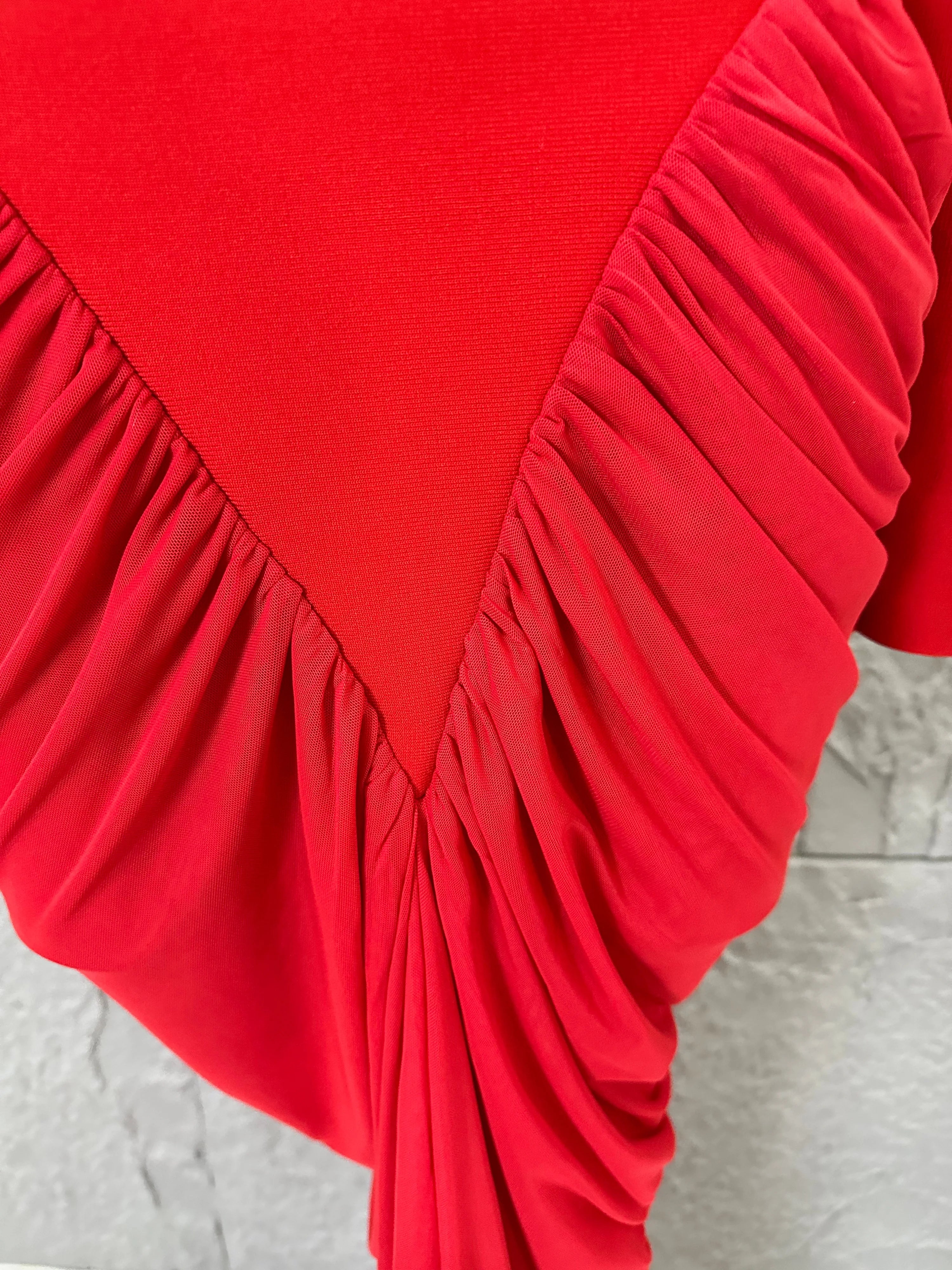 Glamorous Red Long Sleeve Maxi Dress Women High Neck Ruched Draped Bodycon Nightclub Outfit Cocktail Party Costume