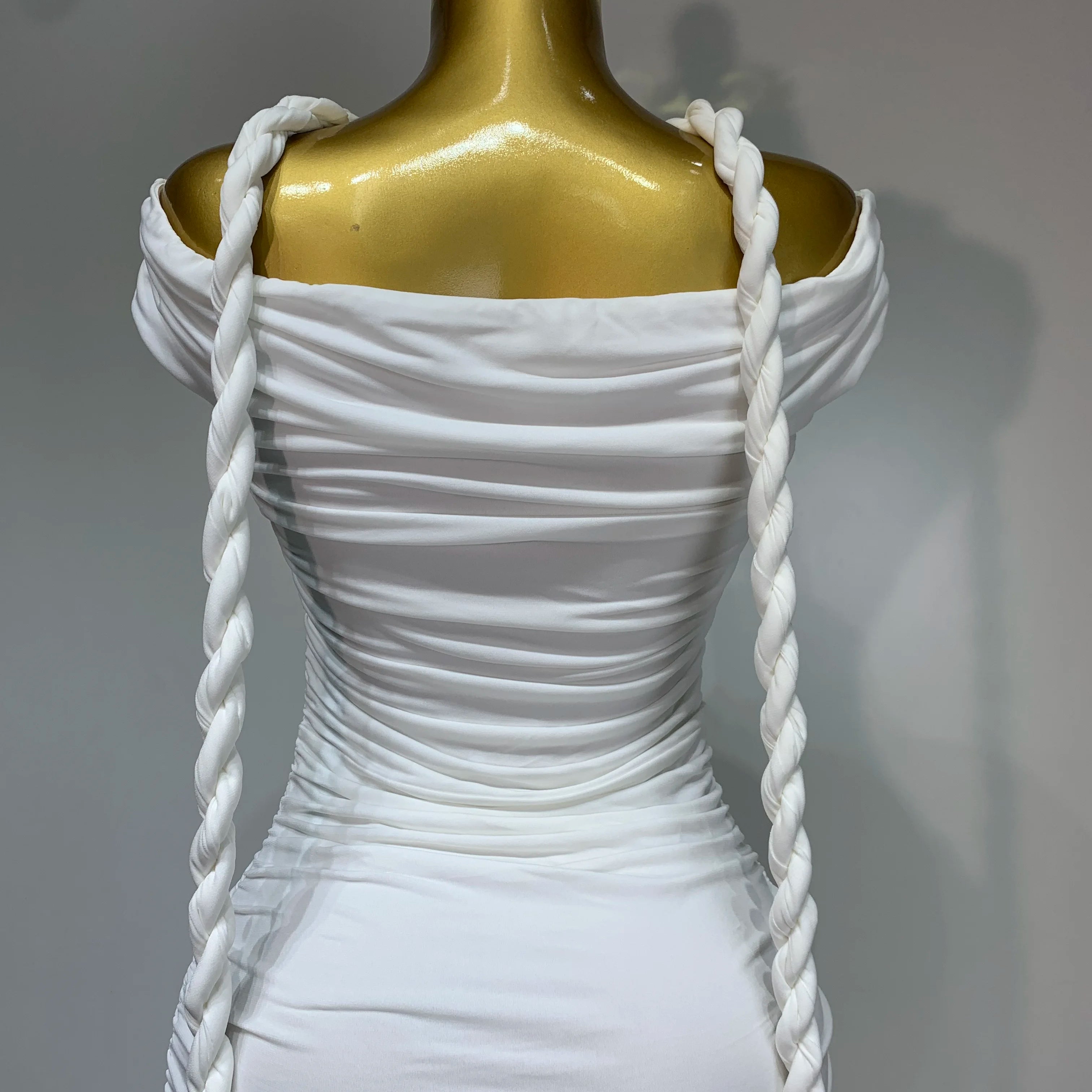 2025 White Women Sexy Off Shoulder Bodycon Mesh Long Dress Nightclub Party Evening Fashion Birthday Dress Vestido