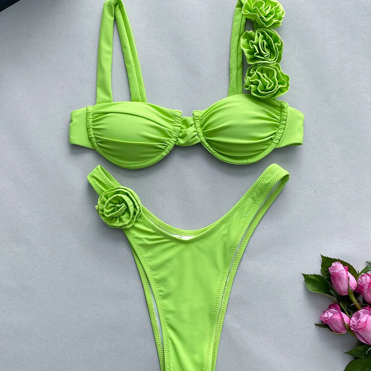 Push Up Bikini Sexy Women Swimsuit Female Swimwear Sexy Bikini Set Brazilian Biquini Floral Swimming Suit Bandage Beachwear JC329204