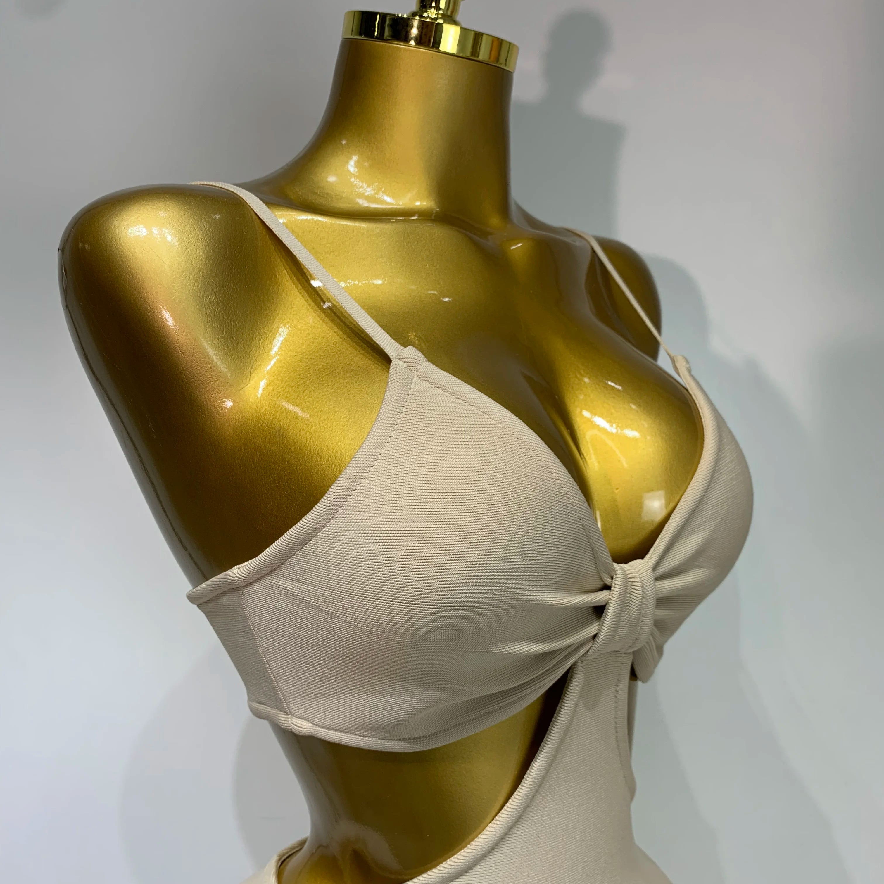 Women Sexy V Neck Backless Khaki Bodycon Bandage Dress 2025 Celebrity Elegant Evening Club Party Luxury Birthday Dress