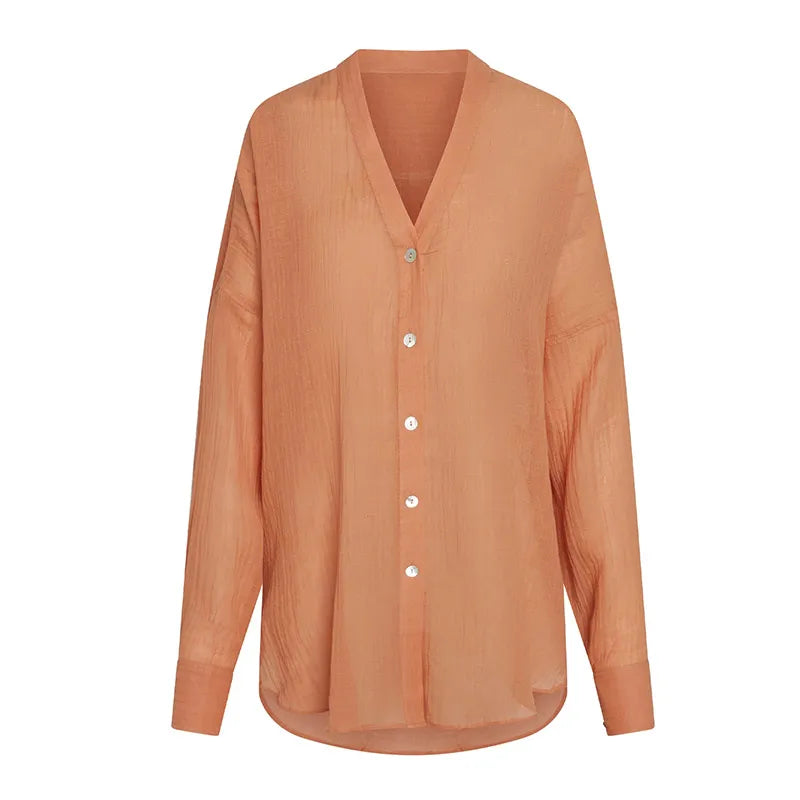 Beach Cotton Line Long Skirt Set For Women Brown Lace Up Cardigan High Slit Knot Skirts Summer 2 Pieces Vacation Beach Outfits orange top