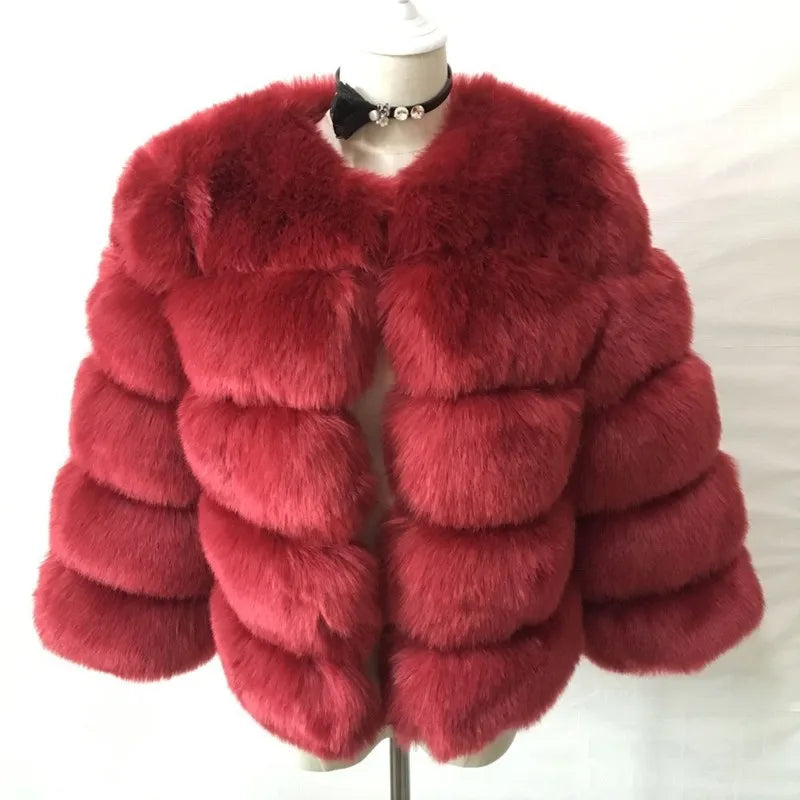 XS-6XL Mink Coat Winter Black White Faux Fur Coat Woman Elegant Fluffy Faux Fur Jacket Top Short Fur Coats Woman Clothing 4