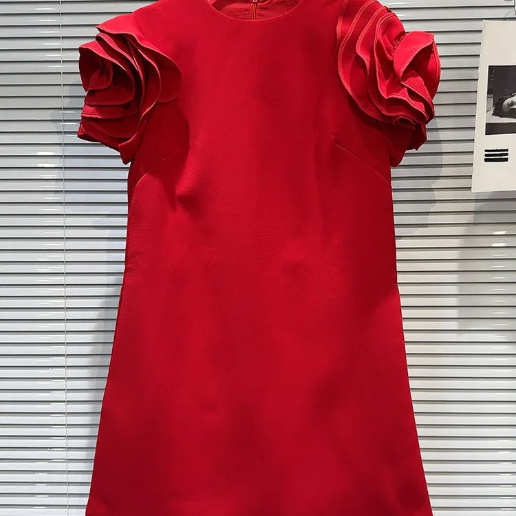 DEAT Fashion New Items Women's Spliced 3D Flower Sleeveless Dress Spring Trendy Round Neck Zipper Dresses Female 11XX8946