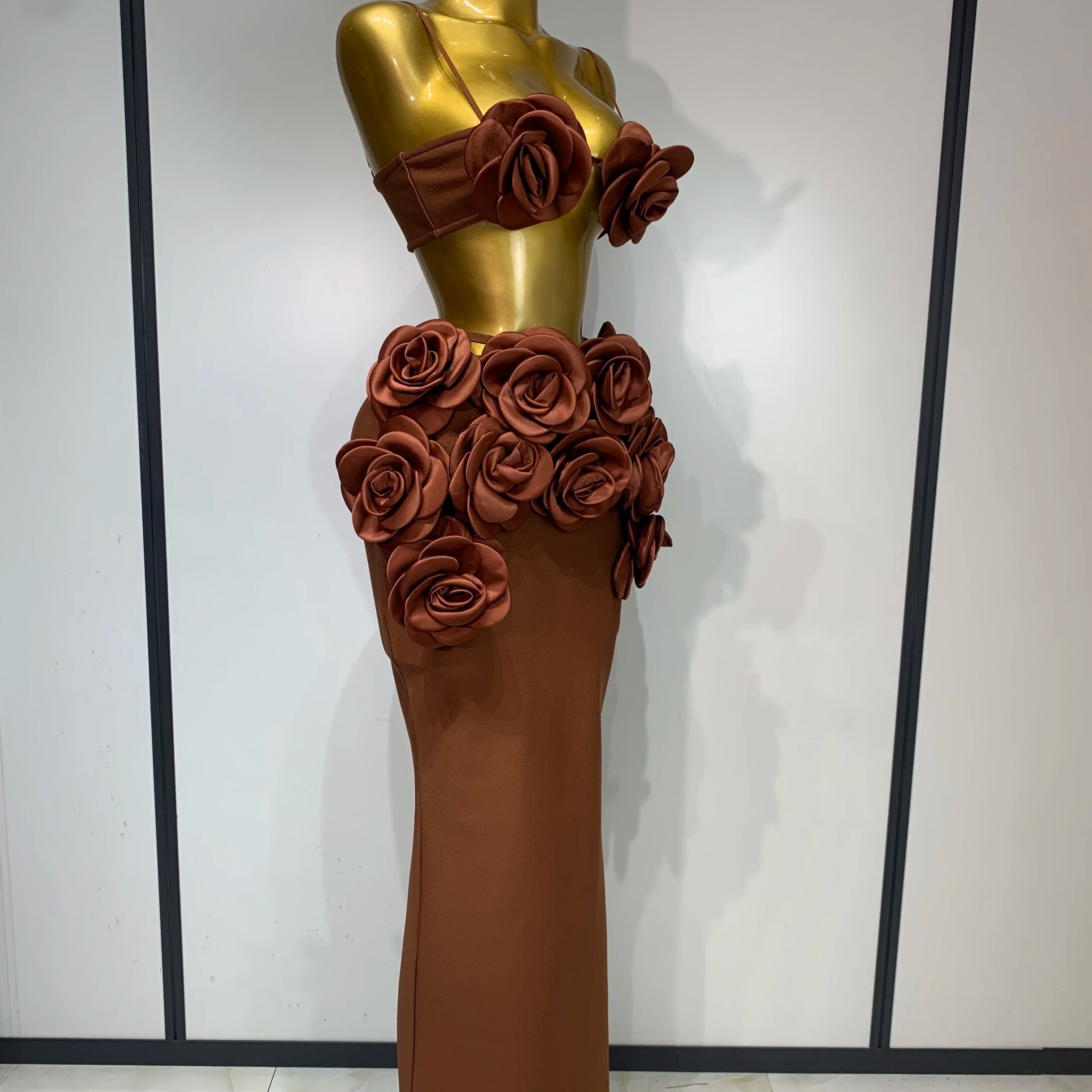 Women Sexy Camisole Floral Bandage Long Skirts 2-Piece Set 2025 Celebrity Elegant Party Cocktail Prom Gown Nightclub Outfit