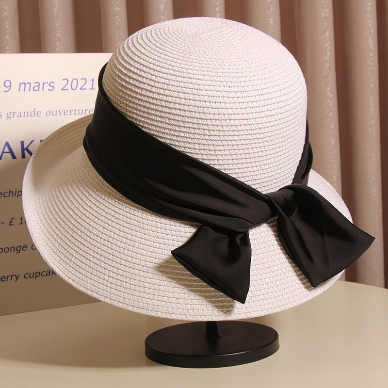 Women's hats for the sun Beach outing Luxury straw hat sunhat Golf cap summer new panama Visor Fashion elegant women caps 2024 1 56-58cm