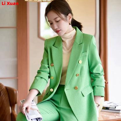 品質秋冬フォーマルレディースファッションブレザー女性ビジネススーツセット作業服オフィスカジュアルパンツジャケットスーツ