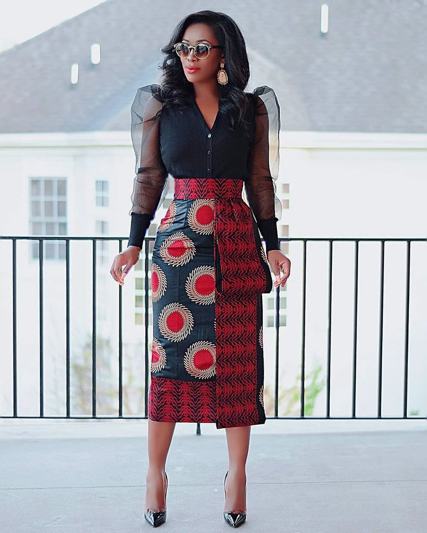 Women Skirts Print High Waist Stretchy Bodycon Midi Skirt Ladies Vintage Fashion Streetwear 2024 Autumn Winter Elastic Red