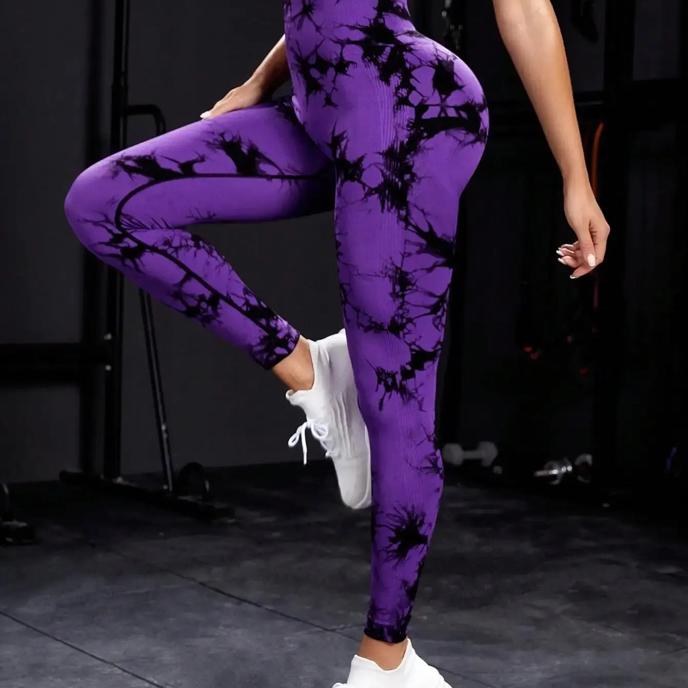 New Tie Dye Yoga Pants Sport Leggings Women Seamless High Waist Push Up Woman Tights Fitness Workout Leggins Gym Clothing Purple