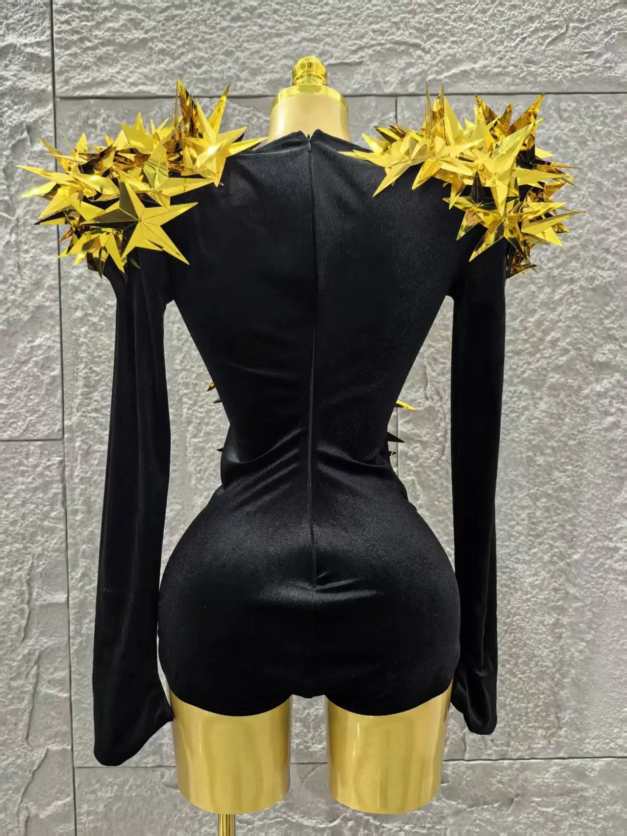 STOCK Shinning Star Sequins Women Long Sleeve Sexy High Stretch Bodycon Bodysuit Celebrate Bar Dancer Performance Costume