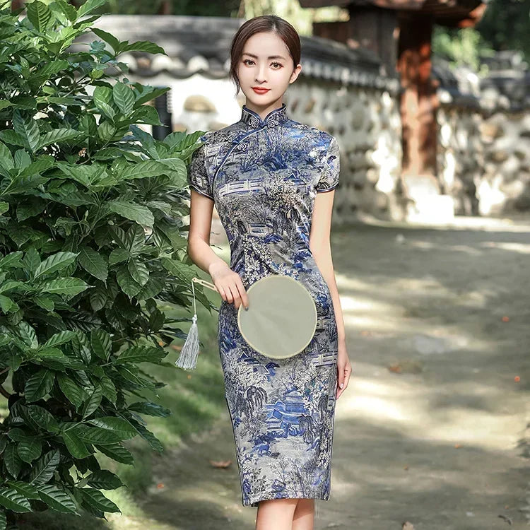 Cheongsam Qipao Fashion Clothes Casual Elegant Ethnic Style Vintage Dress for Women Streetwear Women Clothing Party Chinese DQ3-4