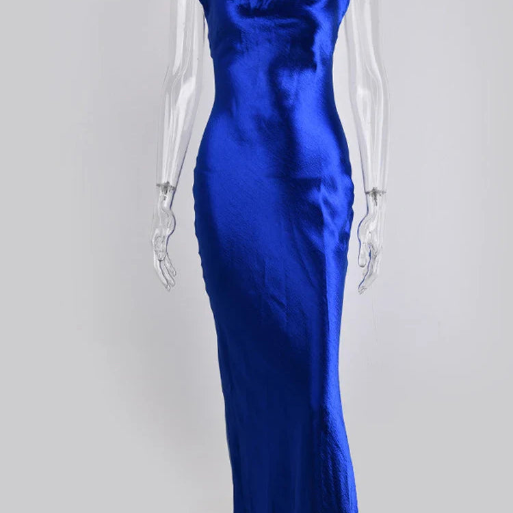 JULISSA MO Sexy Spaghetti Strap Backless Summer Dress Women Satin Lace Up Trumpet Long Dress Elegant Bodycon Party Dresses 2021 blue