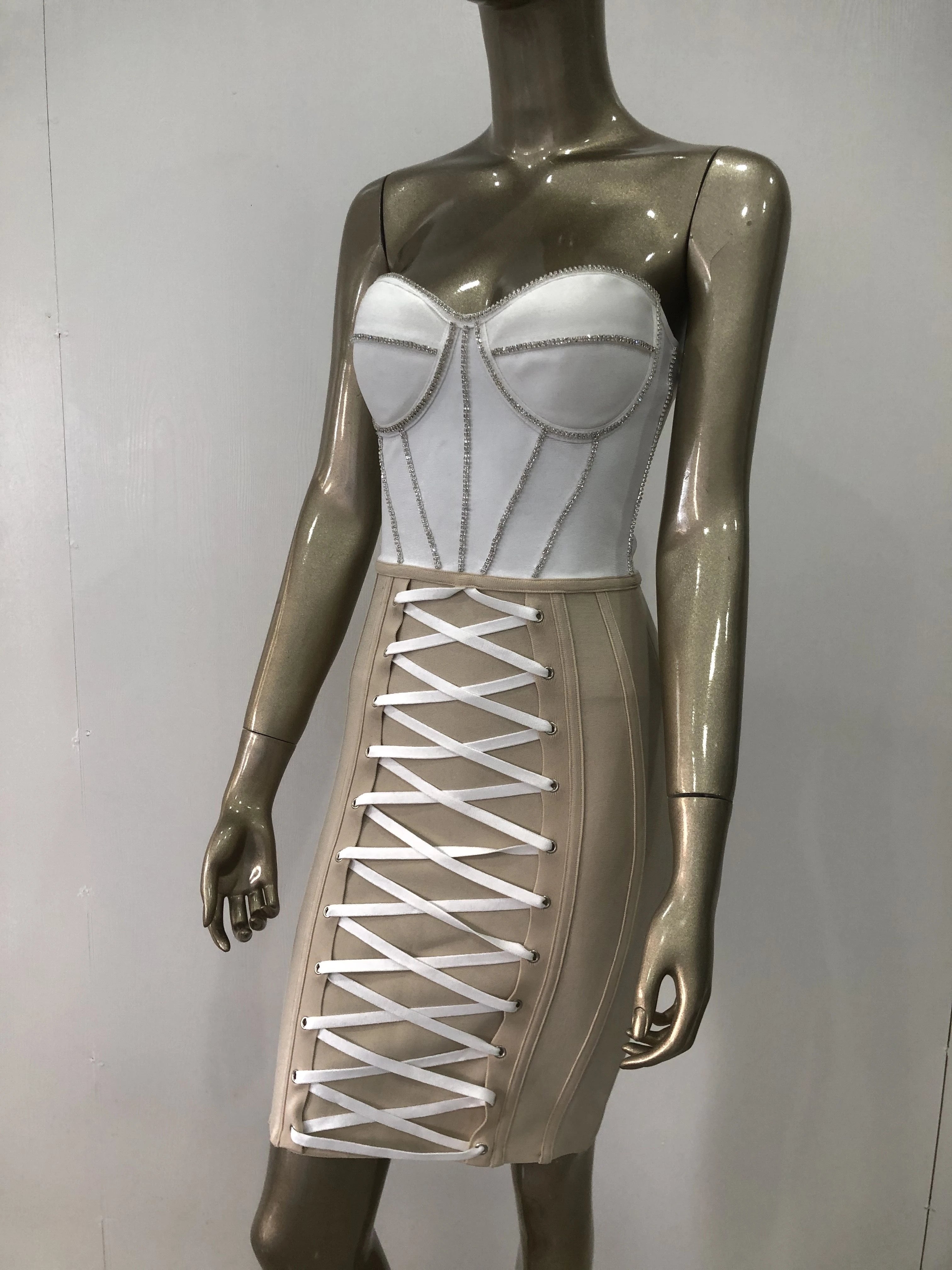 2022 New Women Celebrity Pink Khkai Strapless Rayon Bandage Dress Elegant Evening Party Dress Vestidos