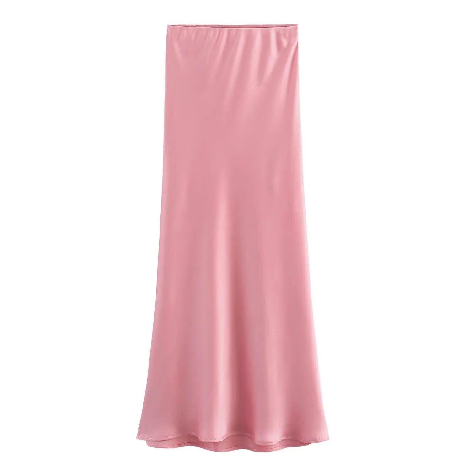 TRAFZA Women Fashion Skirts New Solid Satin Silk Texture Tight Skirt Woman Beach Style Chic And Elegant Women's Mermaid Skirt pink
