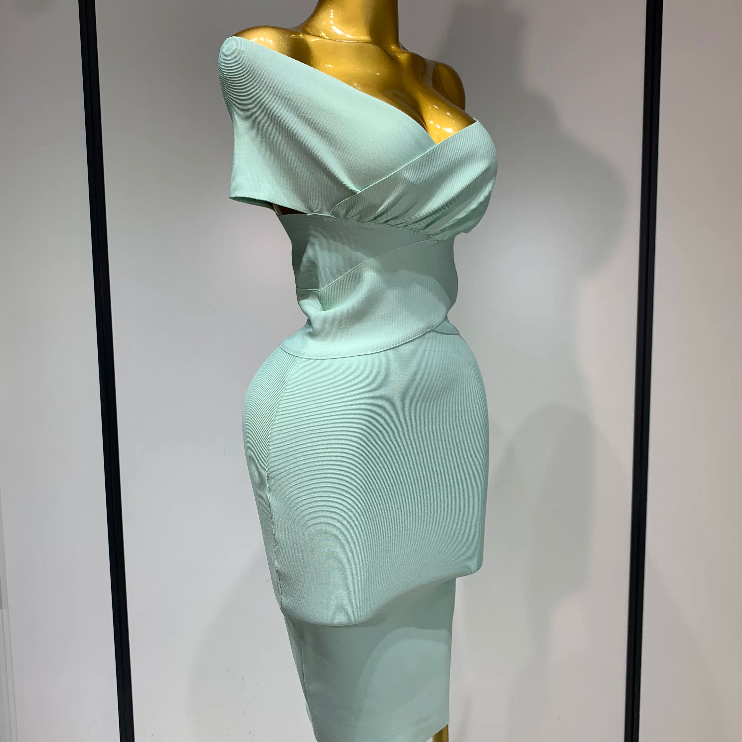 Women Bodycon Sexy Off The Shoulder Bandage Dress Club Dress Midi Celebrity Elegant Party Luxury Birthday Dress