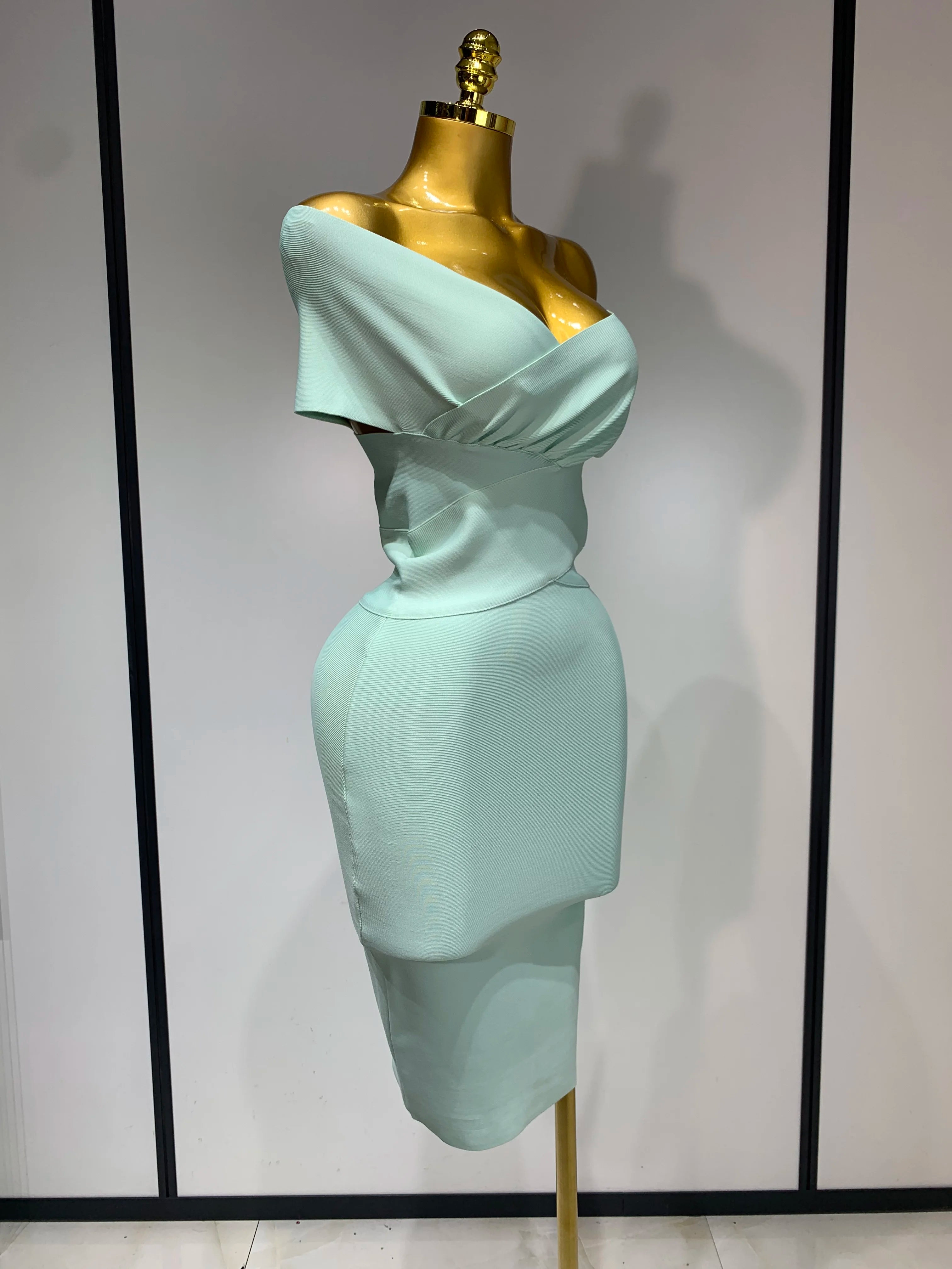 Women Bodycon Sexy Off The Shoulder Bandage Dress Club Dress Midi Celebrity Elegant Party Luxury Birthday Dress