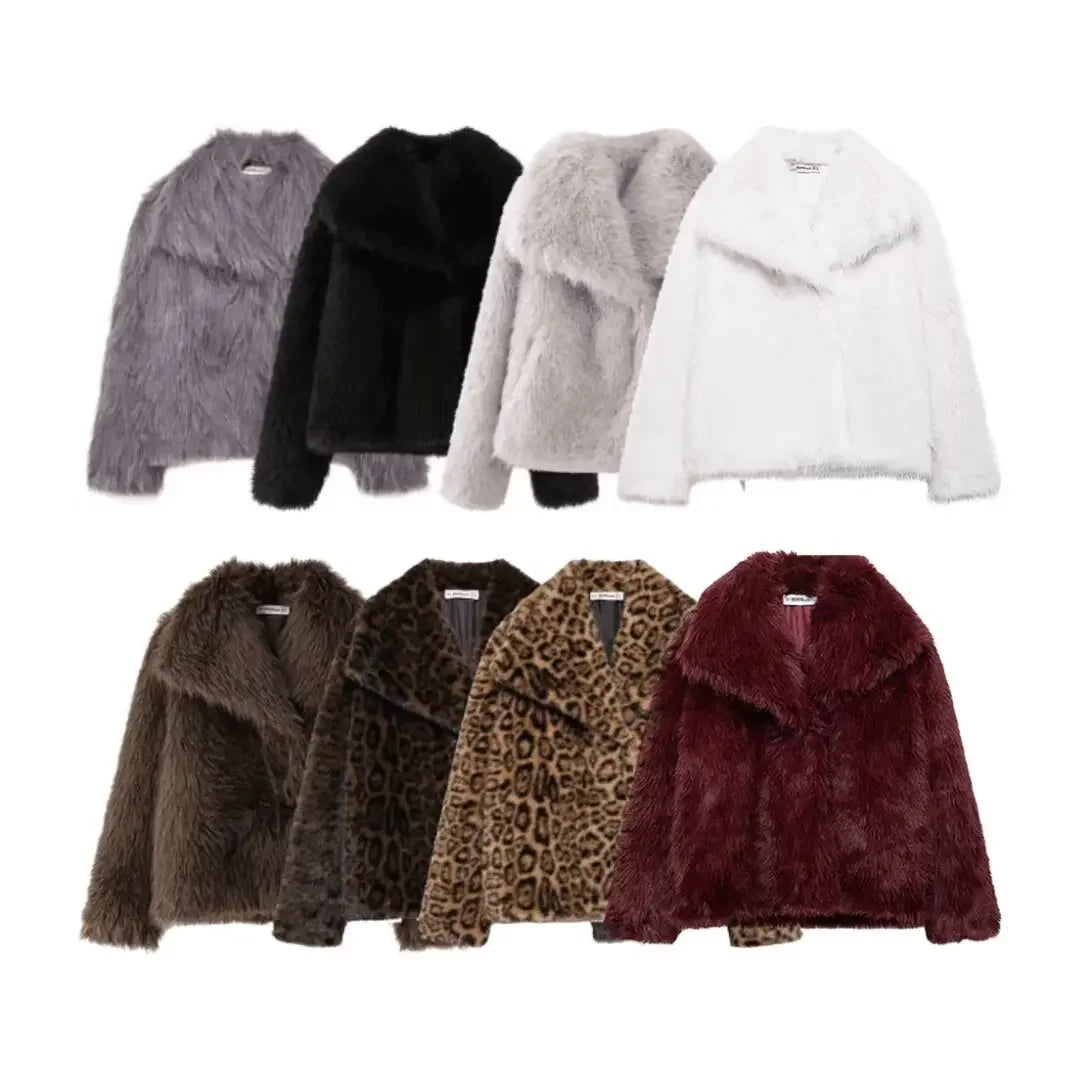 Women's Artificial Fur Coat Winter New Style Collar Stand up Windproof Effect Cross-Border Fashion Outerwear 4360240