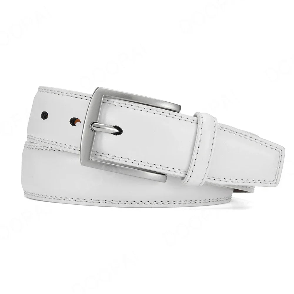 Men Belts Genuine Leather LONG Large Pin Buckle Metal Automatic Buckle Male Belts Strap Male