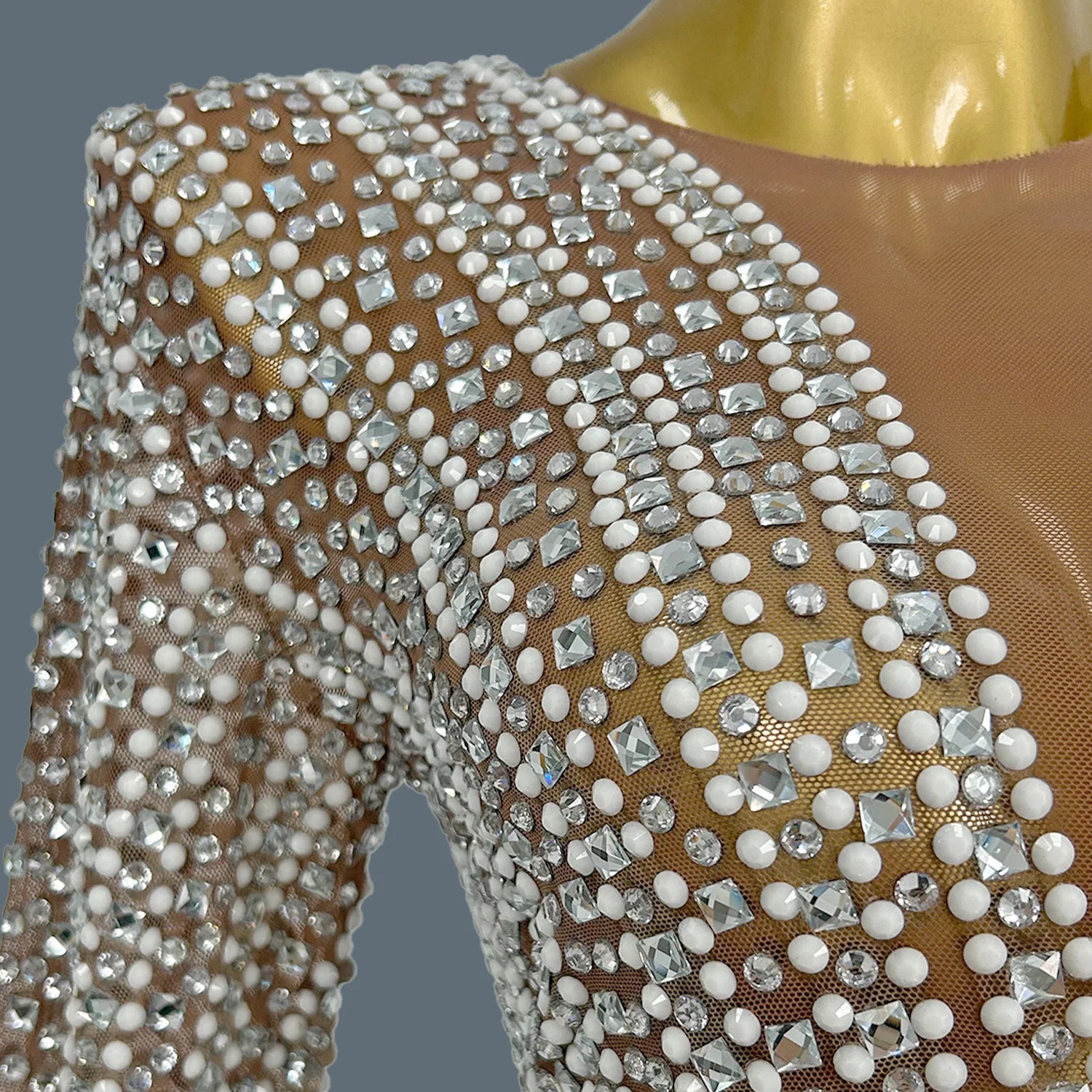 Elegant Birthday Party Short Dress for Women Celebrity Evening Sparkly Rhinestone Prom Gowns Luxury Long Sleeve Dress Tanhuang