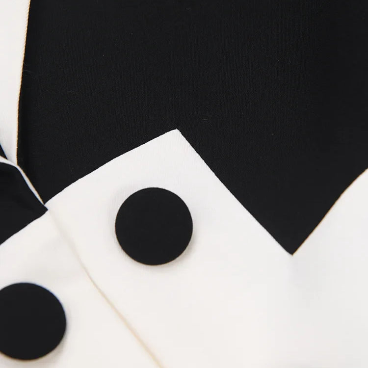 DEAT Fashion Women's Blazer Notched Collar Double Breasted Contrast Color Long Sleeve Suit Jackets Spring New Tide 17A2850