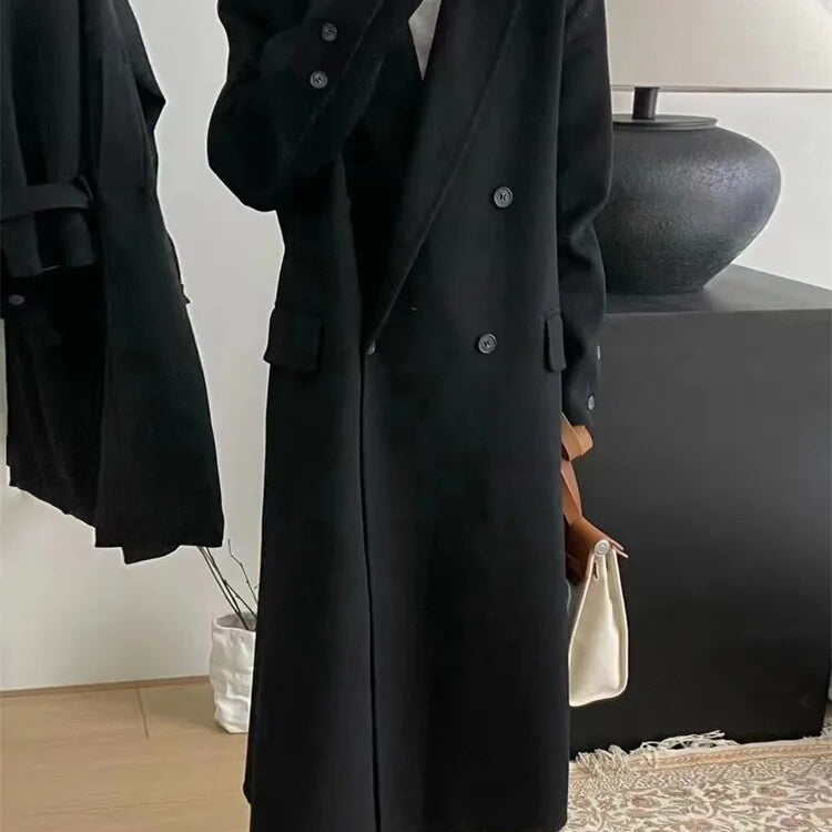 Winter Coats for Women 2024 Woolen Coat Long Single Breasted Womens Clothing Coats and Jackets Autumn Patchwork