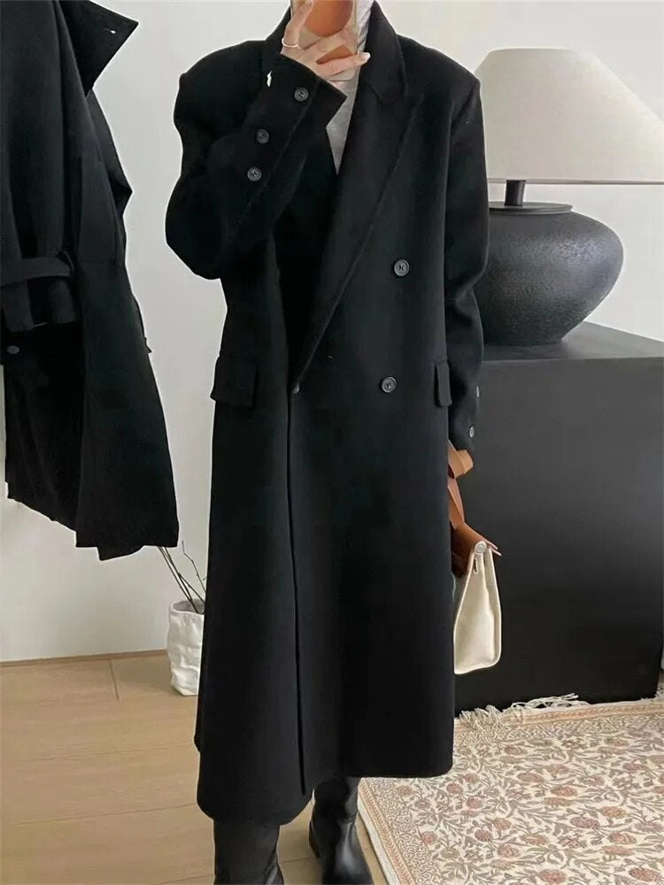 Winter Coats for Women 2024 Woolen Coat Long Single Breasted Womens Clothing Coats and Jackets Autumn Patchwork