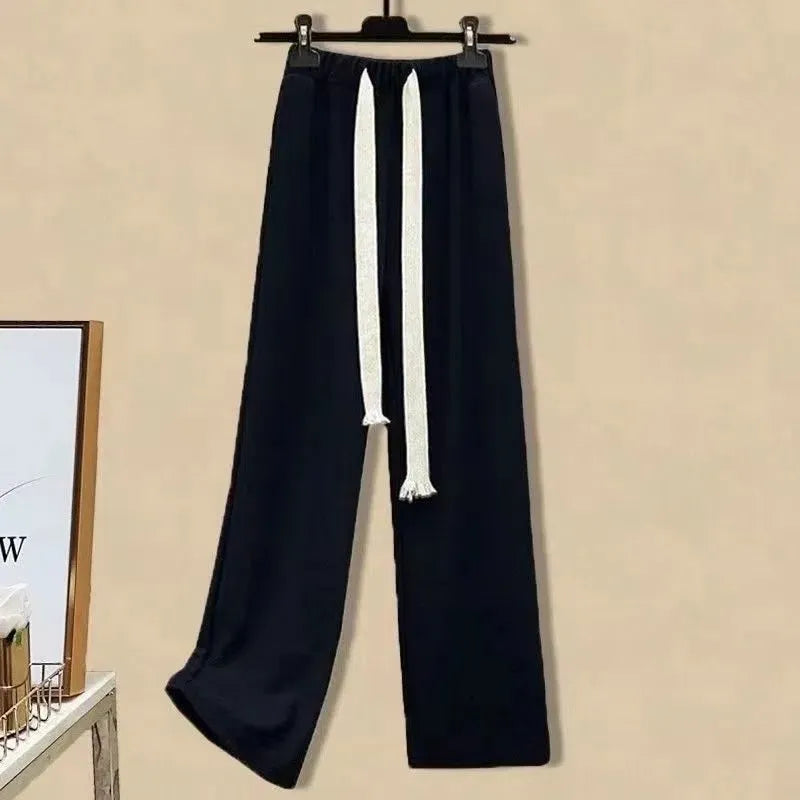 Women's Causal Clothing Korean Fashion Short Sweatshirt Vest Wide Leg Pants 3 Piece Set 2024 Spring Autumn Sports Outfits Female