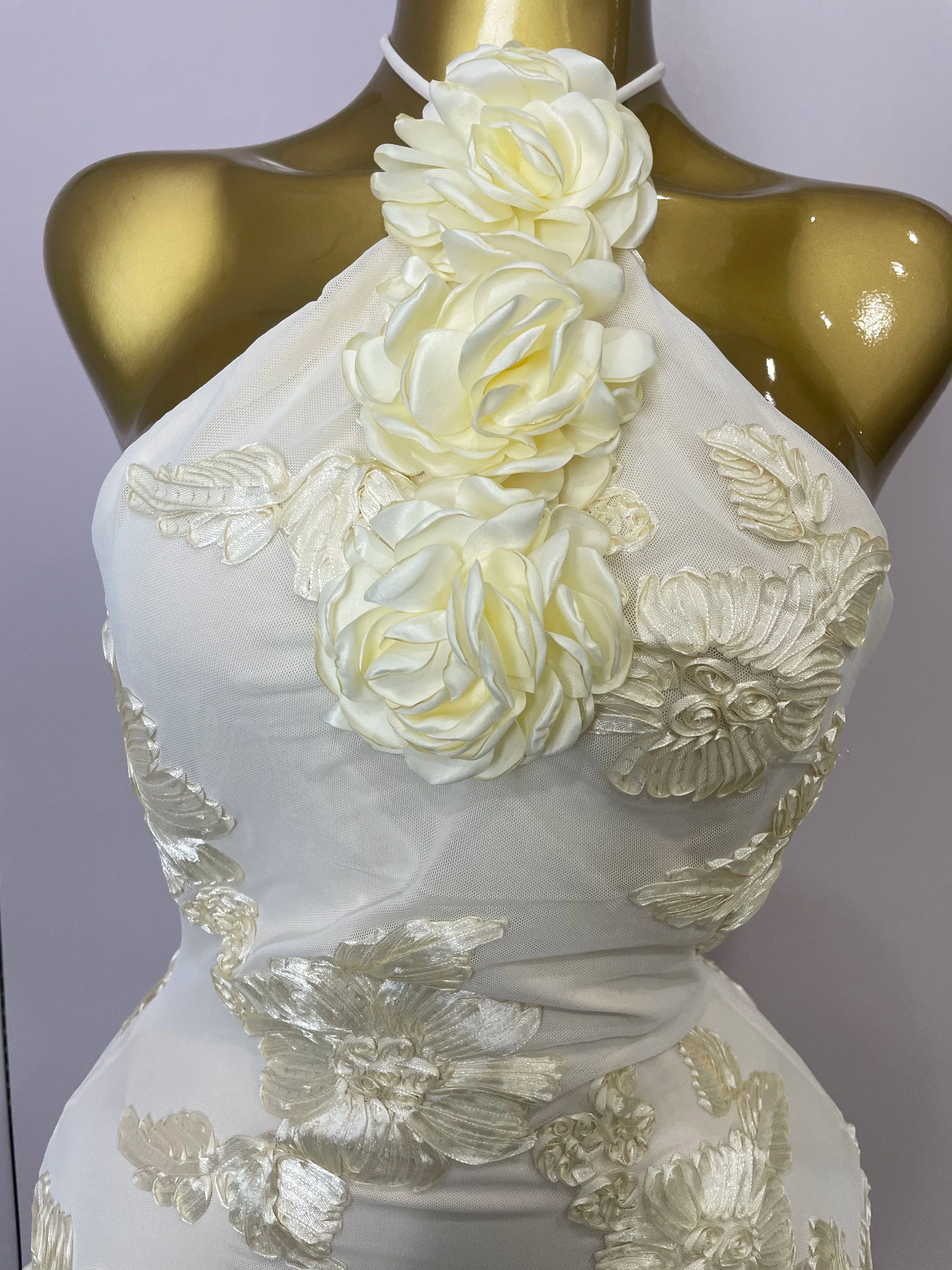 2025 New Sexy Halter High Waist Slim Embroidery Floral Long Dress Women Celebrate Evening Party Prom Fashion Cocktail Outfit