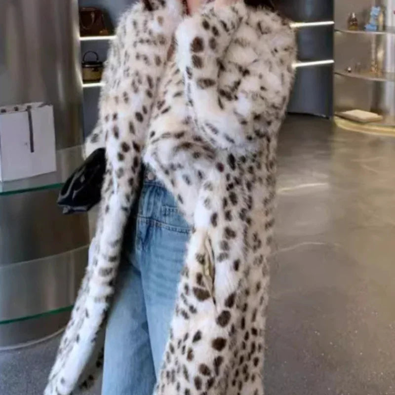 Korean Woven Lapel Ruffled Fur Trench Coat Fox Fur Raccoon Fur Imitation Fur Coat Winter Warm Jacket