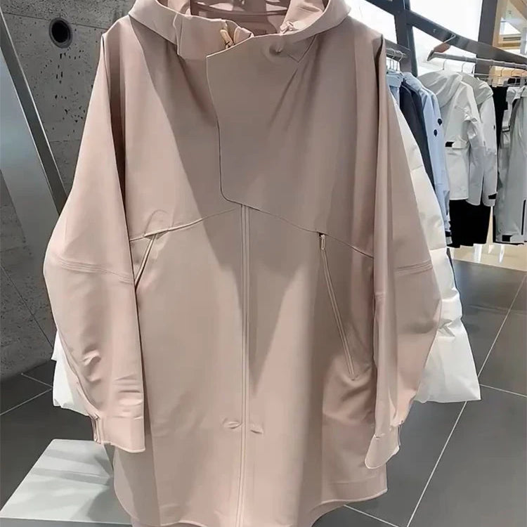 Lautaro-Waterproof Windproof Jacket for Women, Windbreaker with Hood, Zipper, Long Sleeve, Luxury Designer Clothing, Spring 2025 Colors as shown