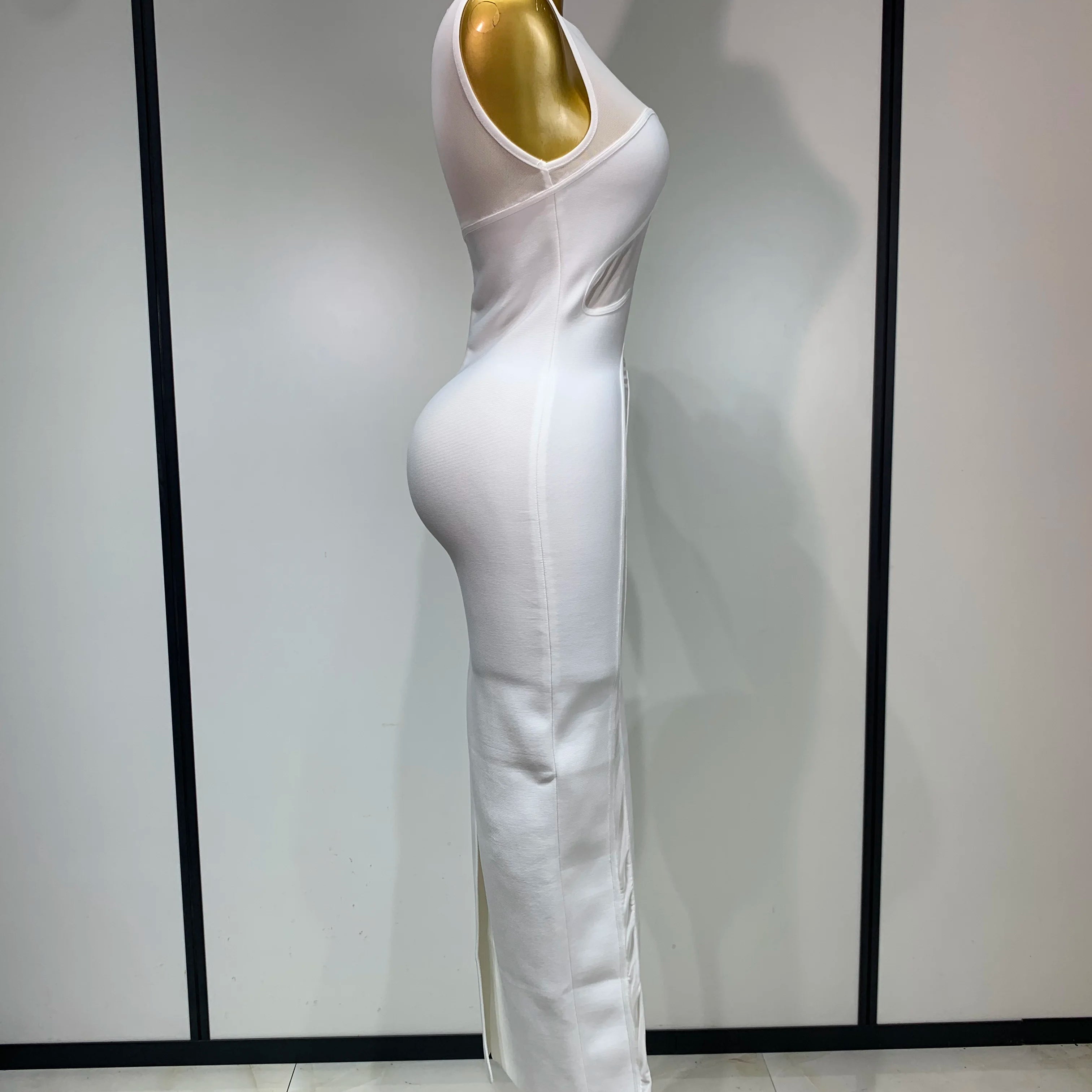 Sexy O Neck Mesh Bodycon Bandage Dress Evening Party Gown 2025 Celebrity Elegant Luxury Birthday Club Dresses