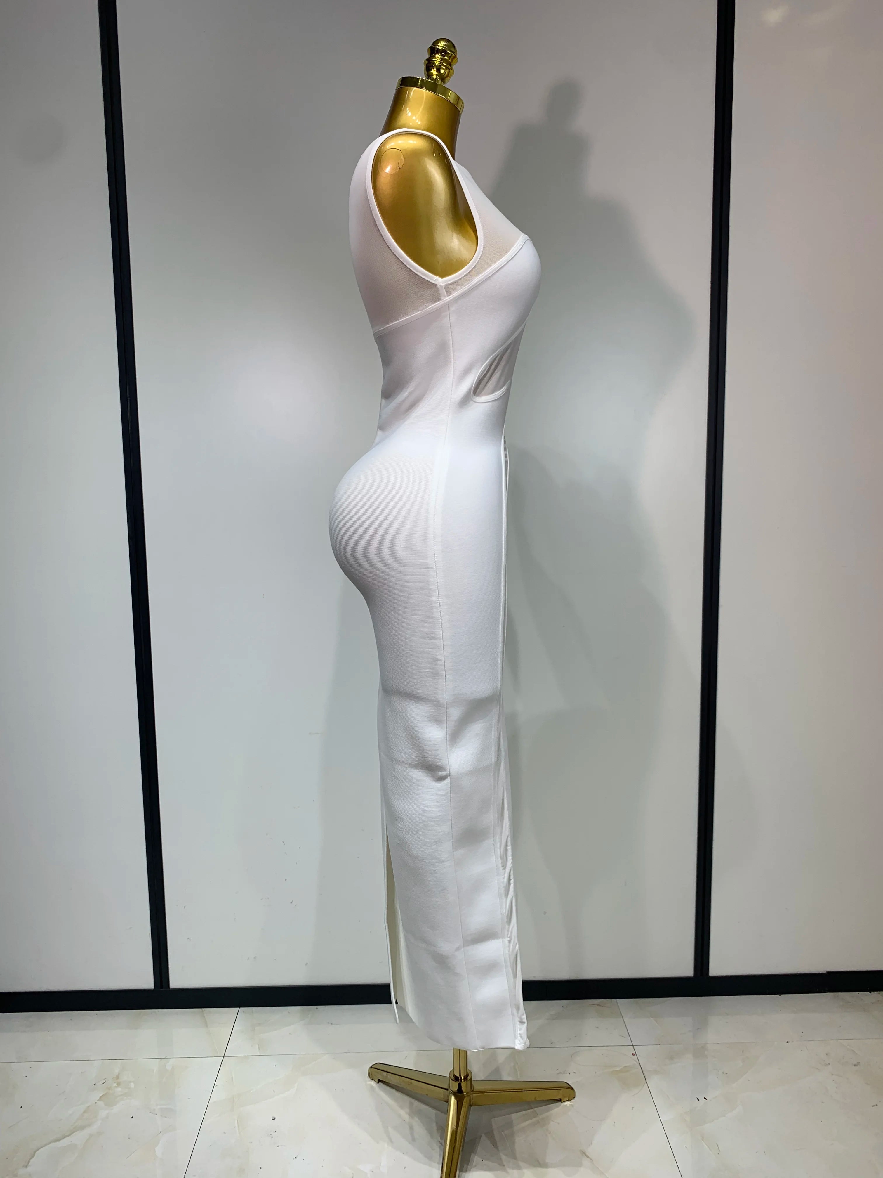 Sexy O Neck Mesh Bodycon Bandage Dress Evening Party Gown 2025 Celebrity Elegant Luxury Birthday Club Dresses