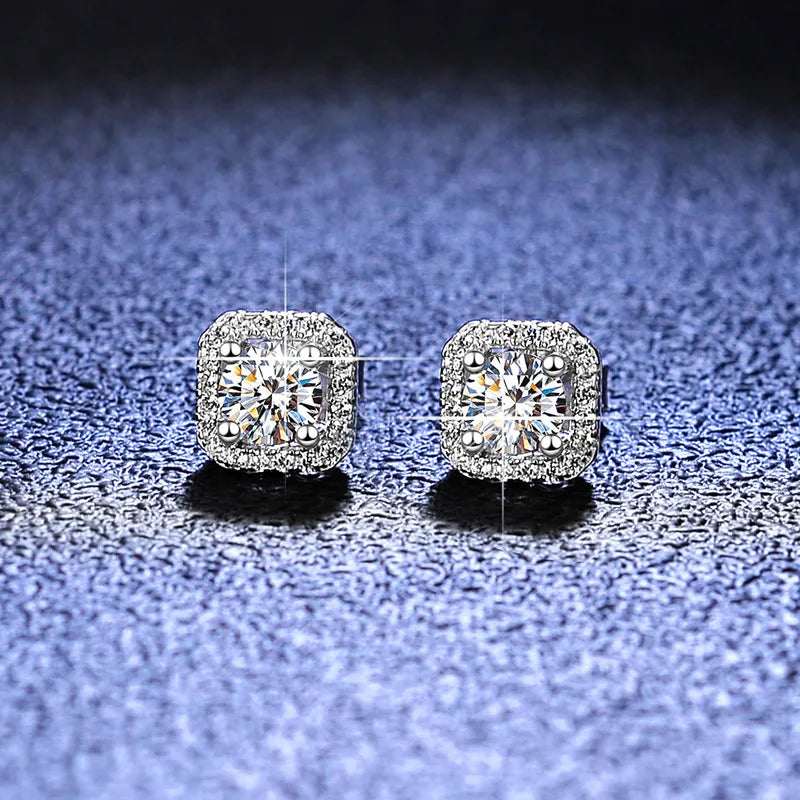 1CT 2CT Moissanite Diamond Ear Studs Earring Pass Diamond Test Moissanite Stud Earrings For Women Sterling Silver Jewelry