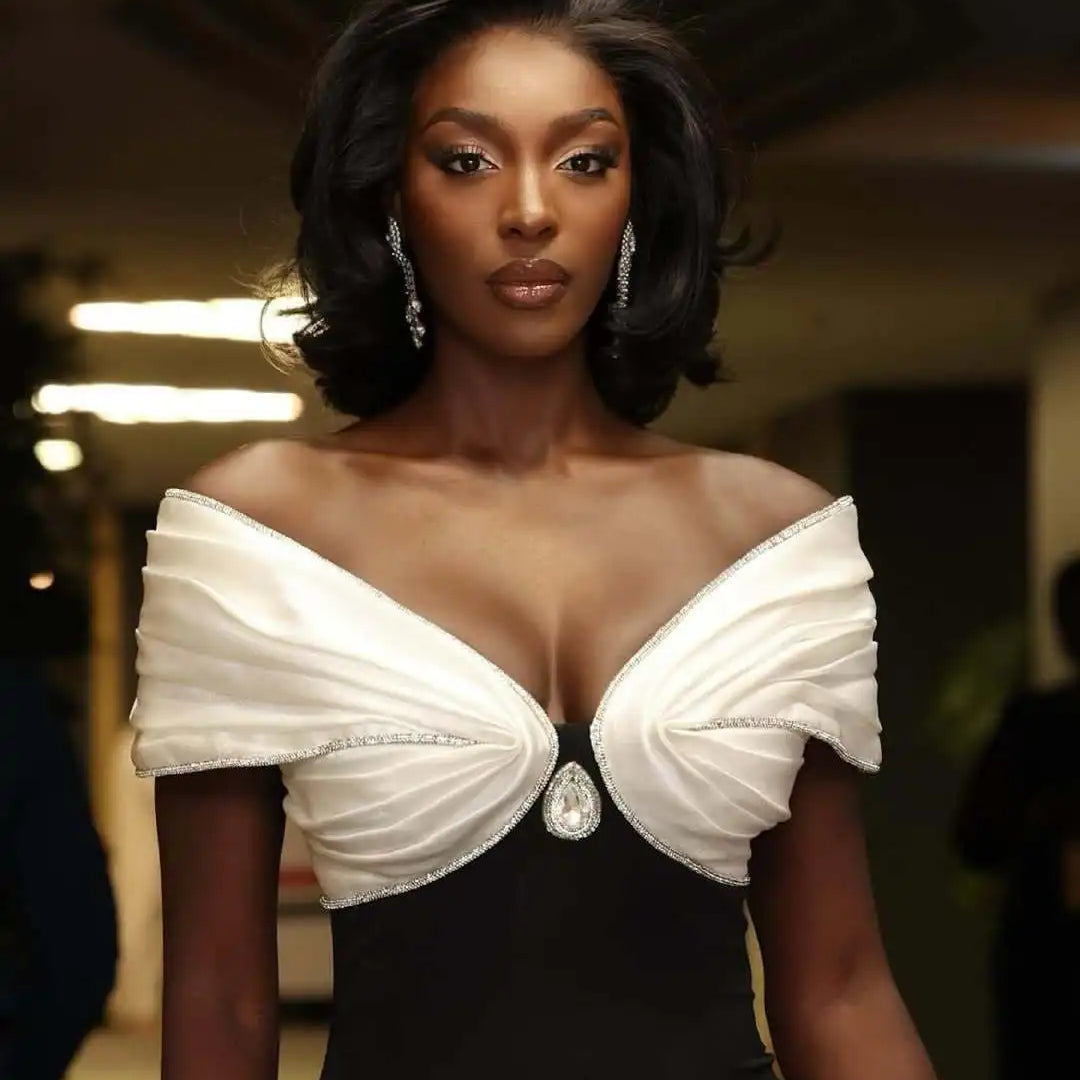 Women Sexy Strapless Puff Sleeve Off the Shoulder Bodycon Long Bandage Dress Cocktail Fashion Celebrate Evening Wear