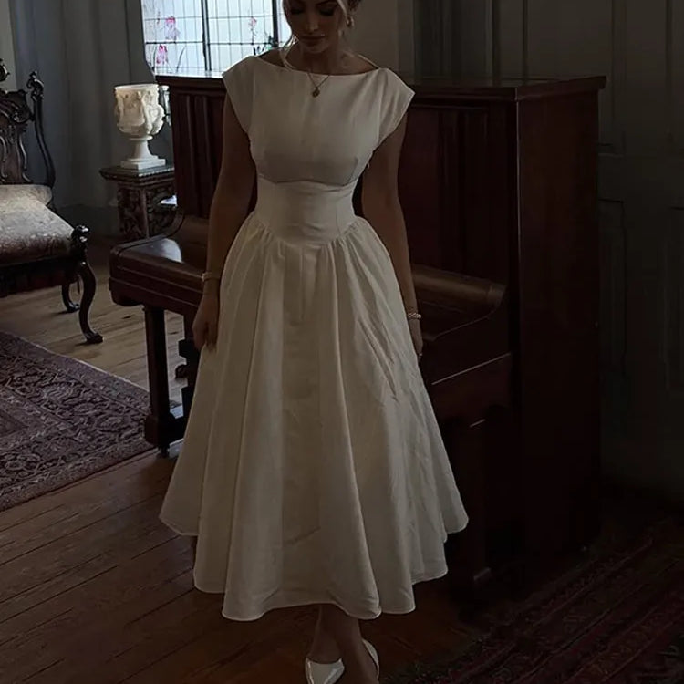 Elegant V Neck Green Long Dresses Women Fashion High Waist A-line Halter Midi Vestidos New Summer Lady Evening Party Dress 2025 WHITE