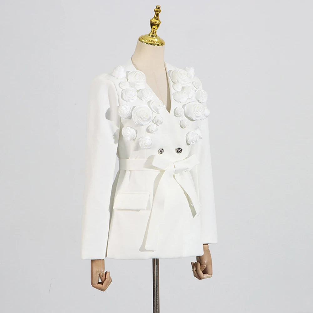 Solid Spliced Appliques Two Piece Sets for Women V Neck Long Sleeve Patchwork Pocket Top High Waist Pant Set Female