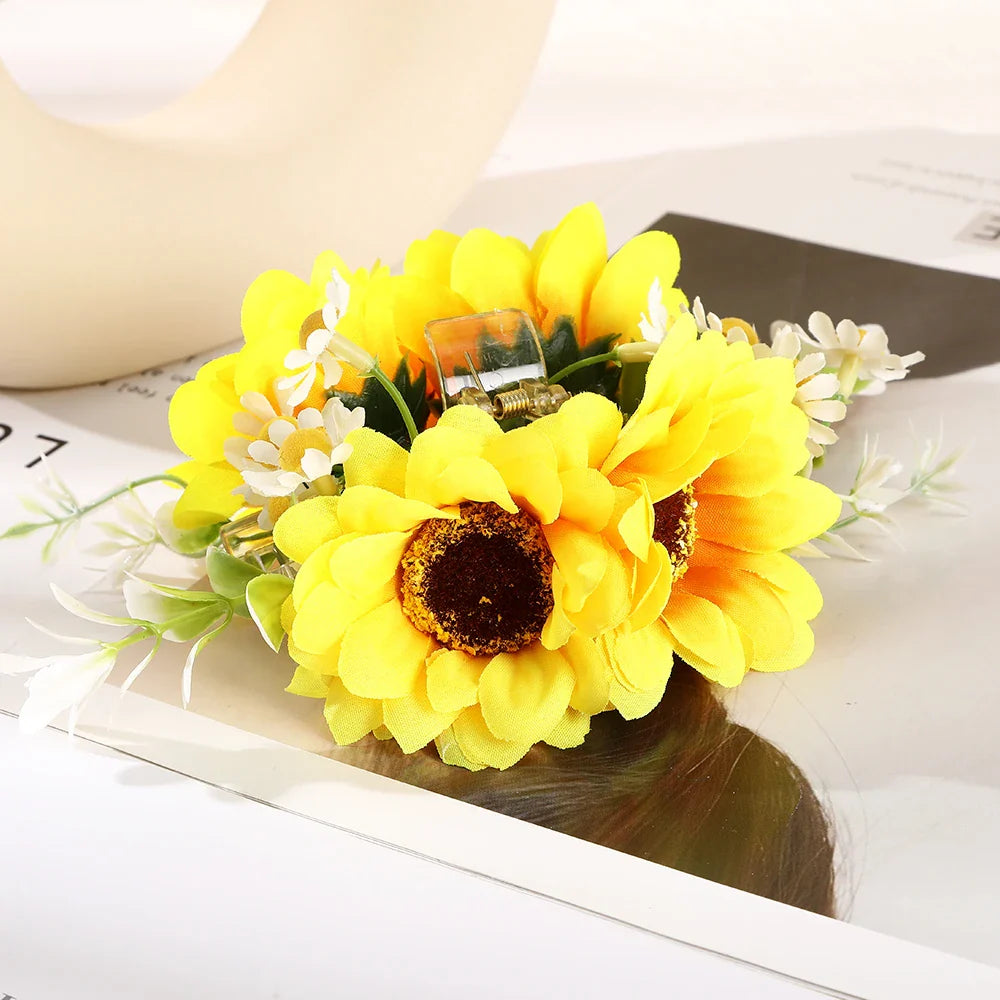 Haimeikang Large Size Flower Hair Clip Claws Hair Crab For Thick Hair Barrettes Hairpins Women Summer Fashion Hair Accessories F-14cm