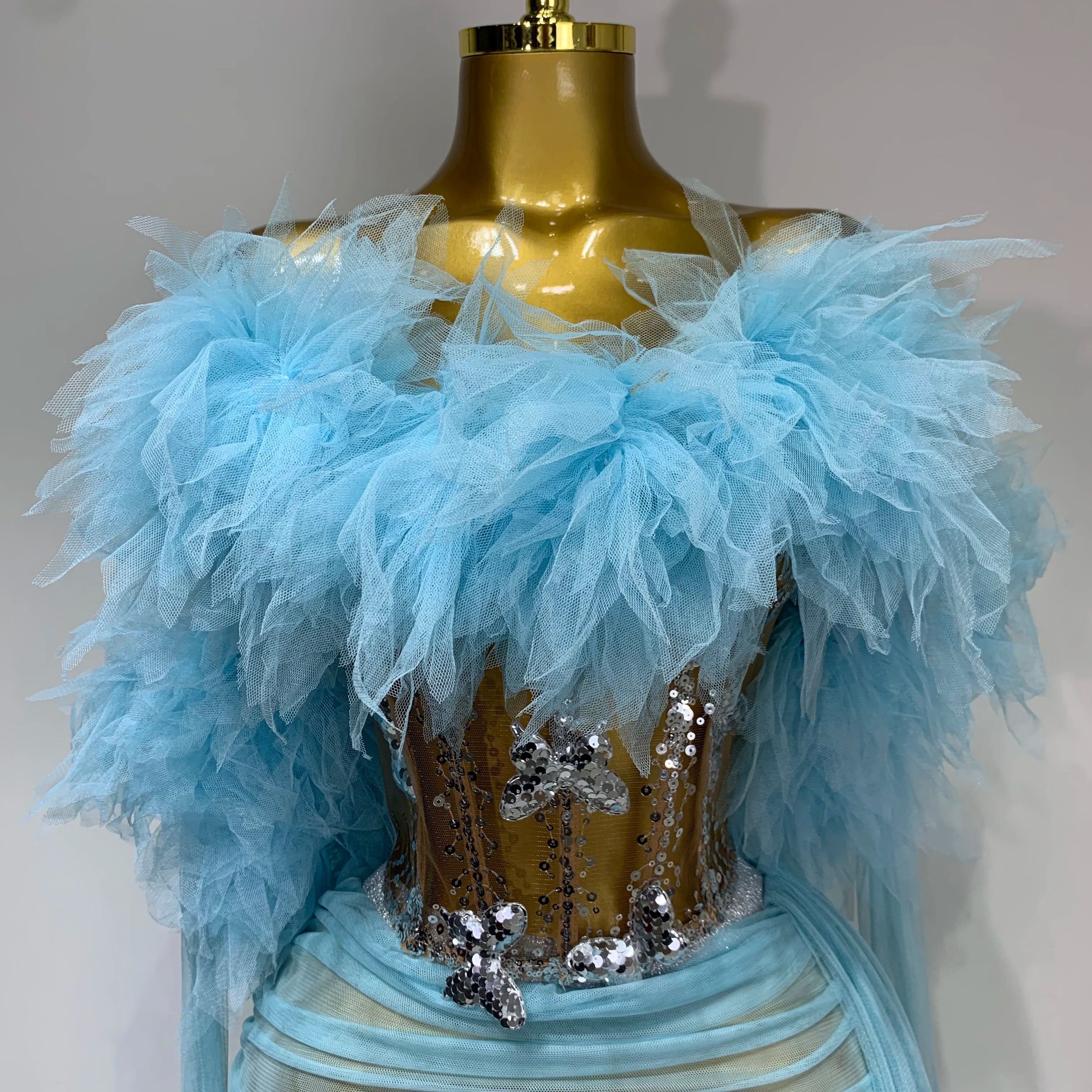 Women Sexy Backless Mesh Transparent Three Pieces Set Performance Dance Costume Nightclub Birthday Photo Shoot Stage Outfit