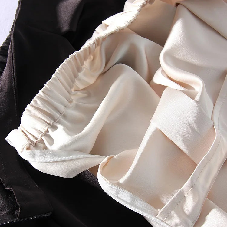 MiuKoMiYa Black A Line Long Skirts For Women Satin Summer Solid Silk Maxi Skirts Ladies Office Elegant Women Beige Skirt 2024