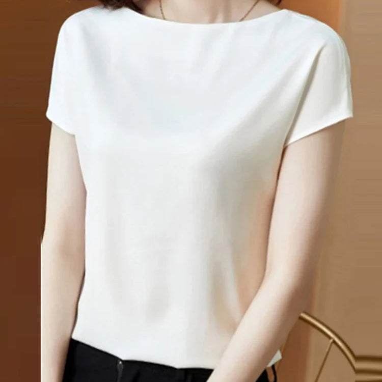 ZANZEA Summer Fashion Blouse Elegant Short Sleeve Satin Shirt Women Stylish OL Work Shirt Female Party Blusas Tunic Chemise