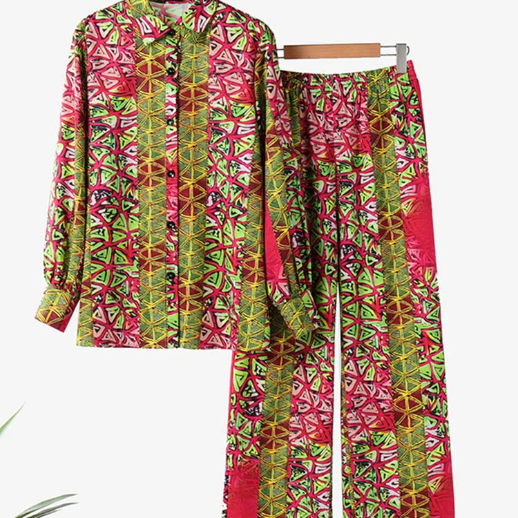 Plus Size 2024 VONDA Women Outfits 2024 Autumn Elegant Pant Sets Stylish Long Sleeve Casual Printed Top Trousers Two Piece Suits