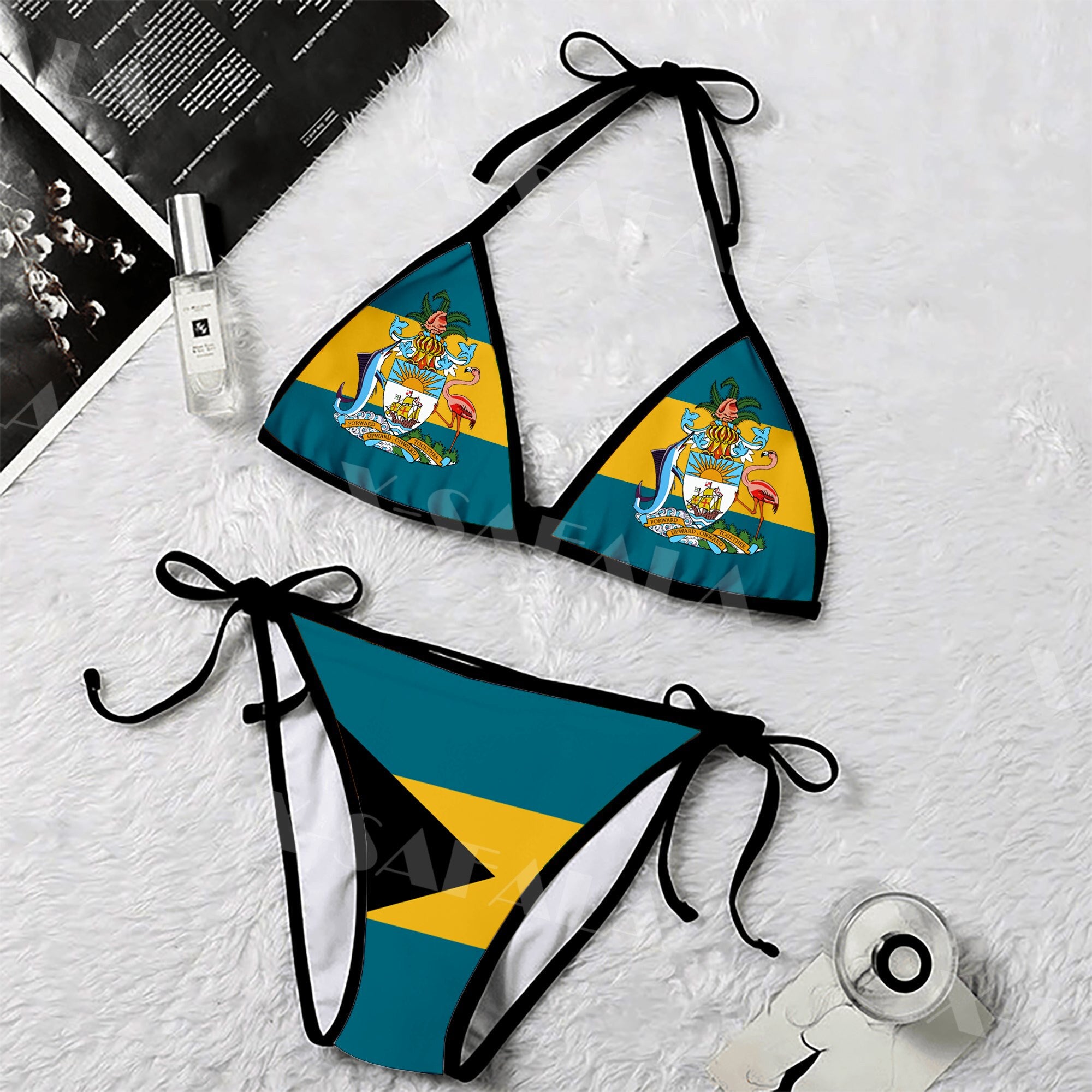 The West Indies Beautiful Bahamas Flag 3D Print Women Micro Bikini Set Summer Beachwear Sexy Beach Bathing Suits B1-1