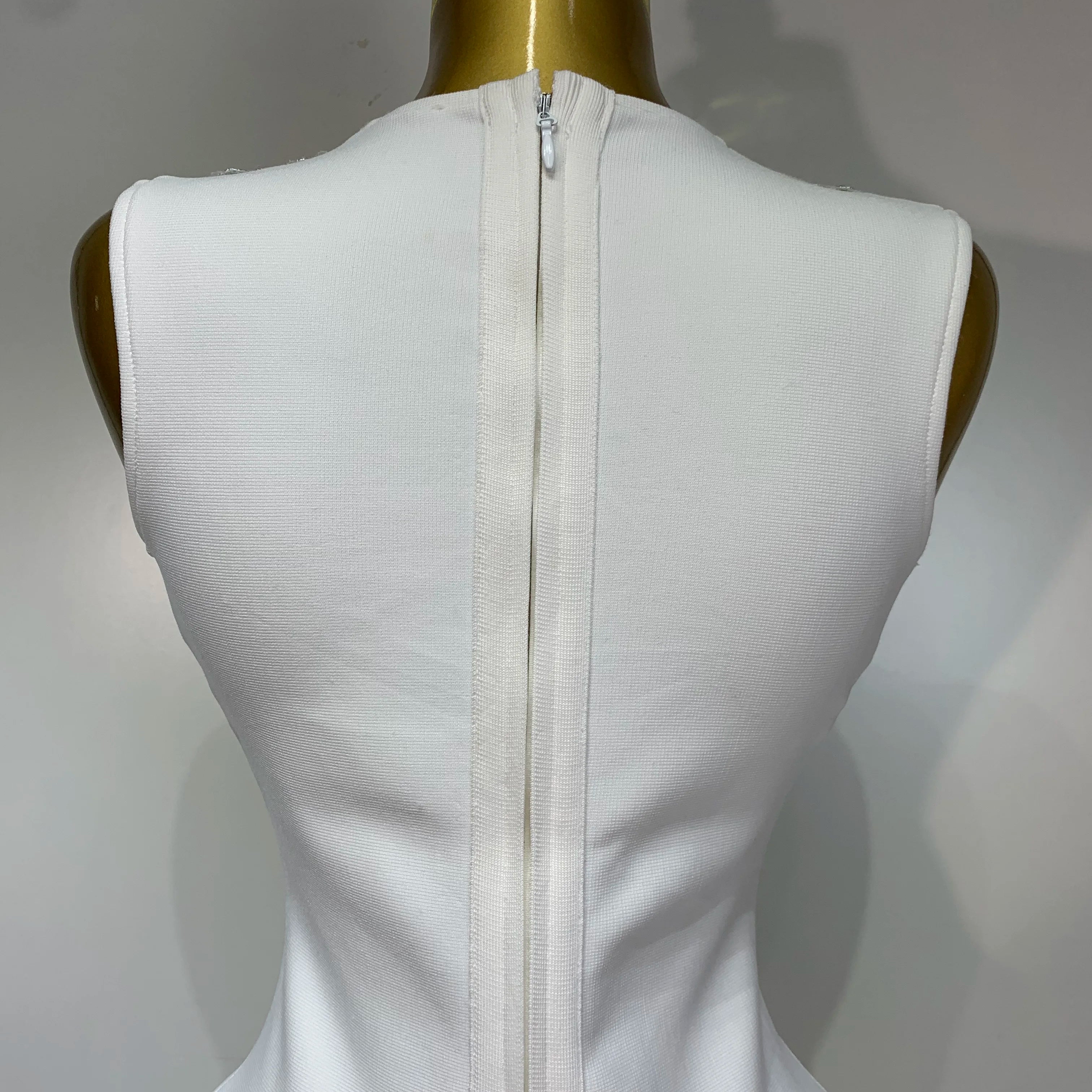 Women 2025 Sexy V Neck Cut Out Short Bandage Dress Silver Sequin White Elegant Luxury Birthday Party Club Wedding Vestidos