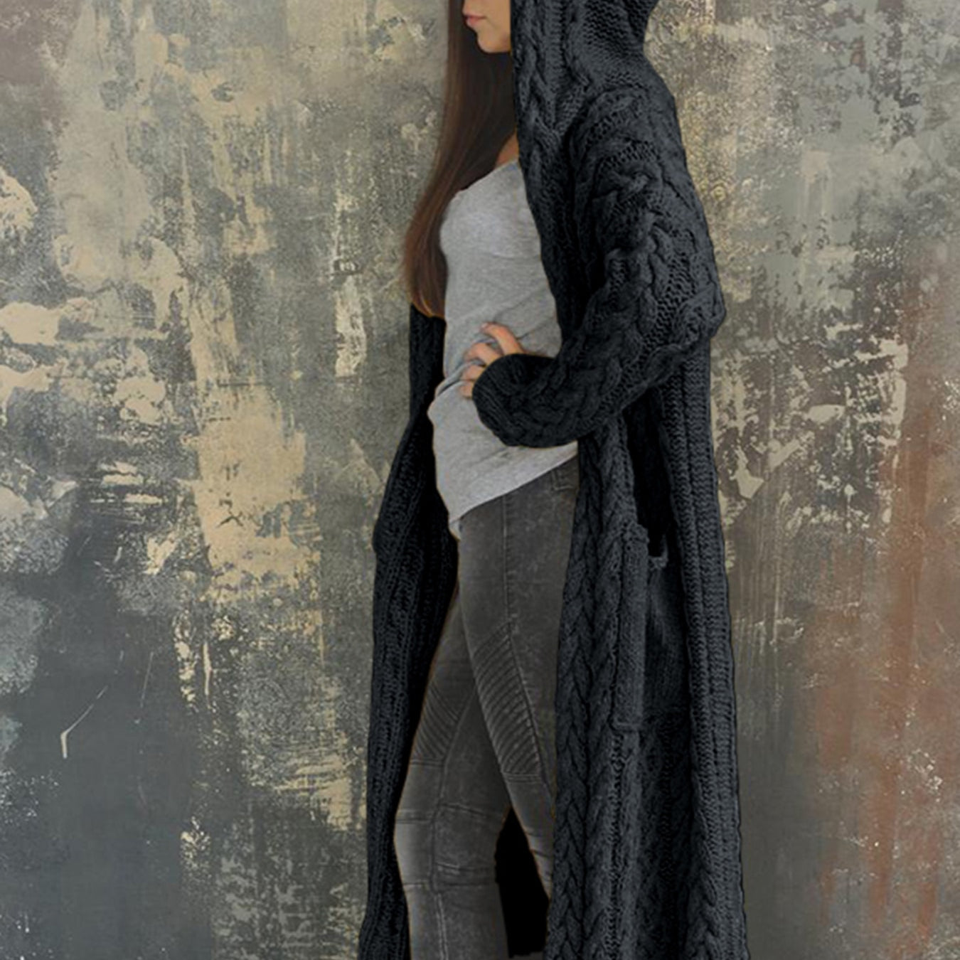 Spring Autumn New Women Fashion Hooded Cardigan Coat Casual Knitted Sweater Jacket for Women Plus Size S-5XL G1B000HS