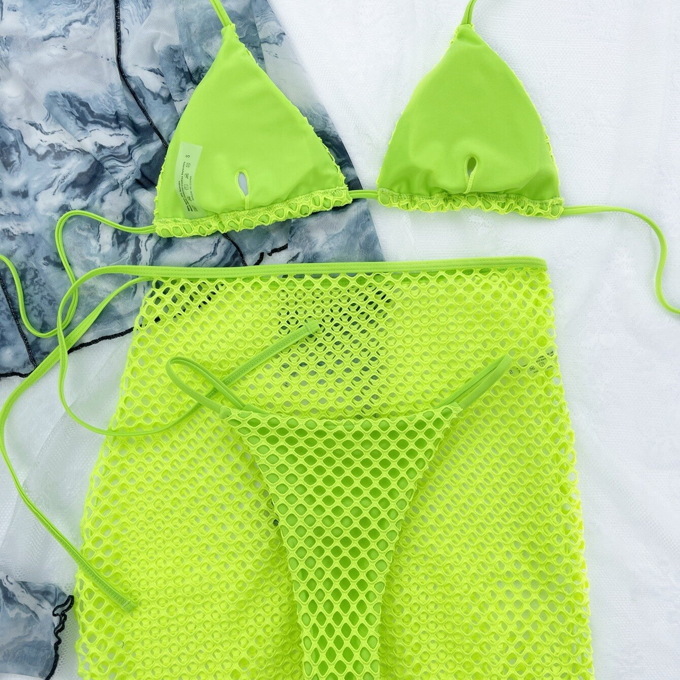 Sexy Three Pieces Micro Bikini Set with Hollow Out Skirt Swimsuit Women 2024 New Bandage Swimwear Bathing Suits Biquini