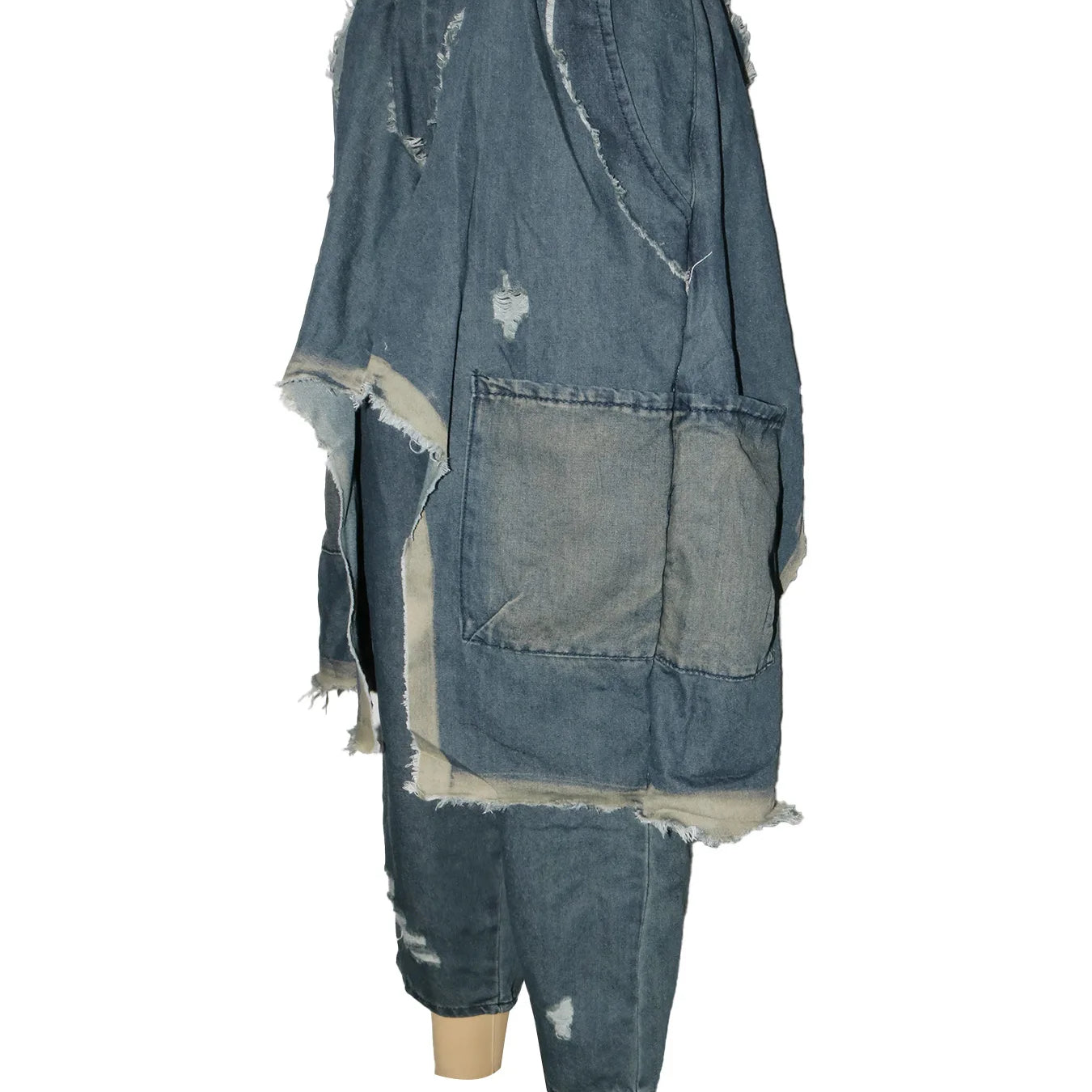 Women Streetwear Ripped Out Hole Denim Pants 2025 Fall Autumn Loose Safari Style Cargo Harem Hip Hop Jeans