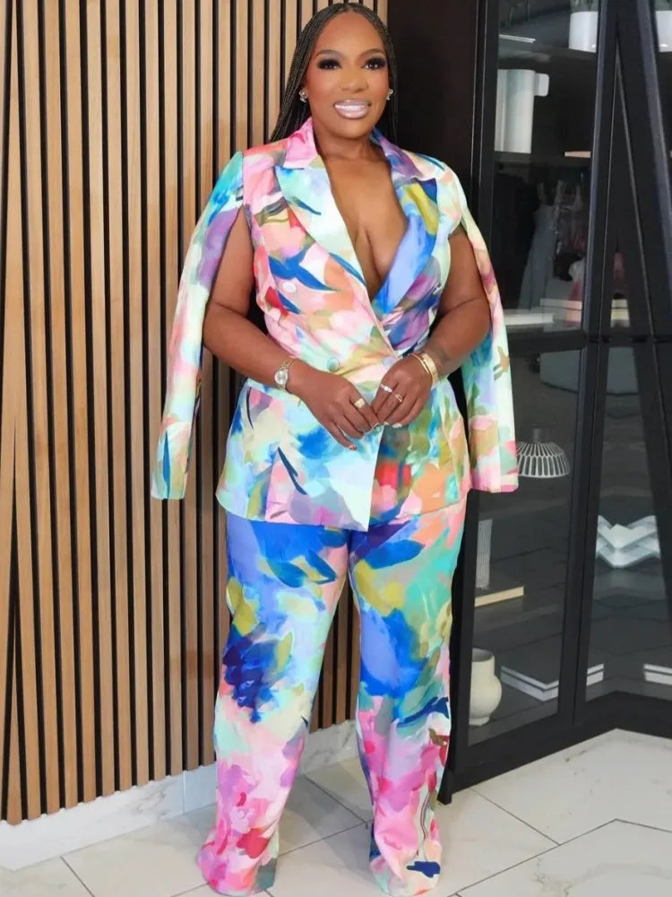 2 Piece Women Sets 2025 Plus Size Autumn Winter Matching Sets Black Two Pieces Sets Top Pants Suits Outfits Clothing