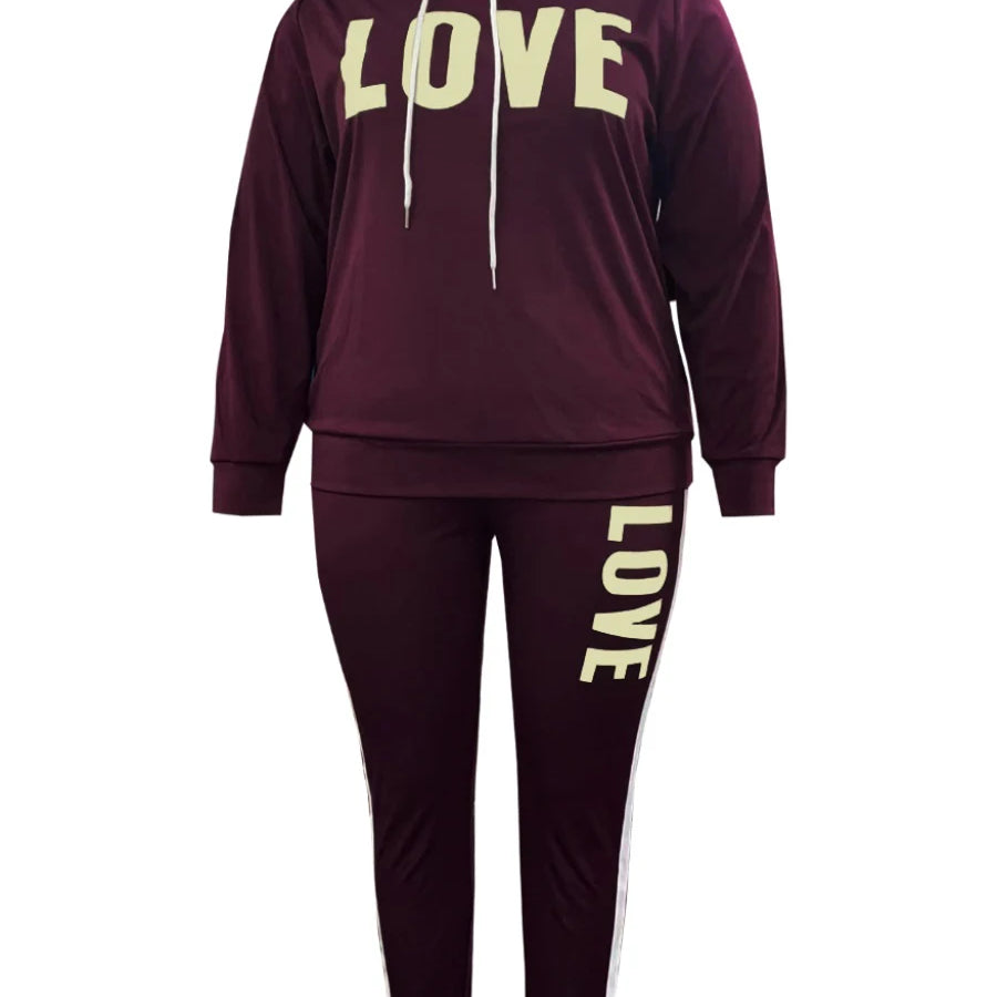 5XL LW Plus Size New Fashion Women Spring Long Sleeve Turtleneck Letter Print Striped Sweatsuits Two Piece Outfits Pants Set