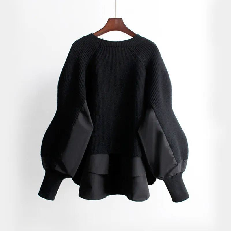 Women's Sweater Brand Design Solid Color Autumn and Winter Lantern Sleeve Sweater 2024 New Loose O Neck Pullover Women's Top
