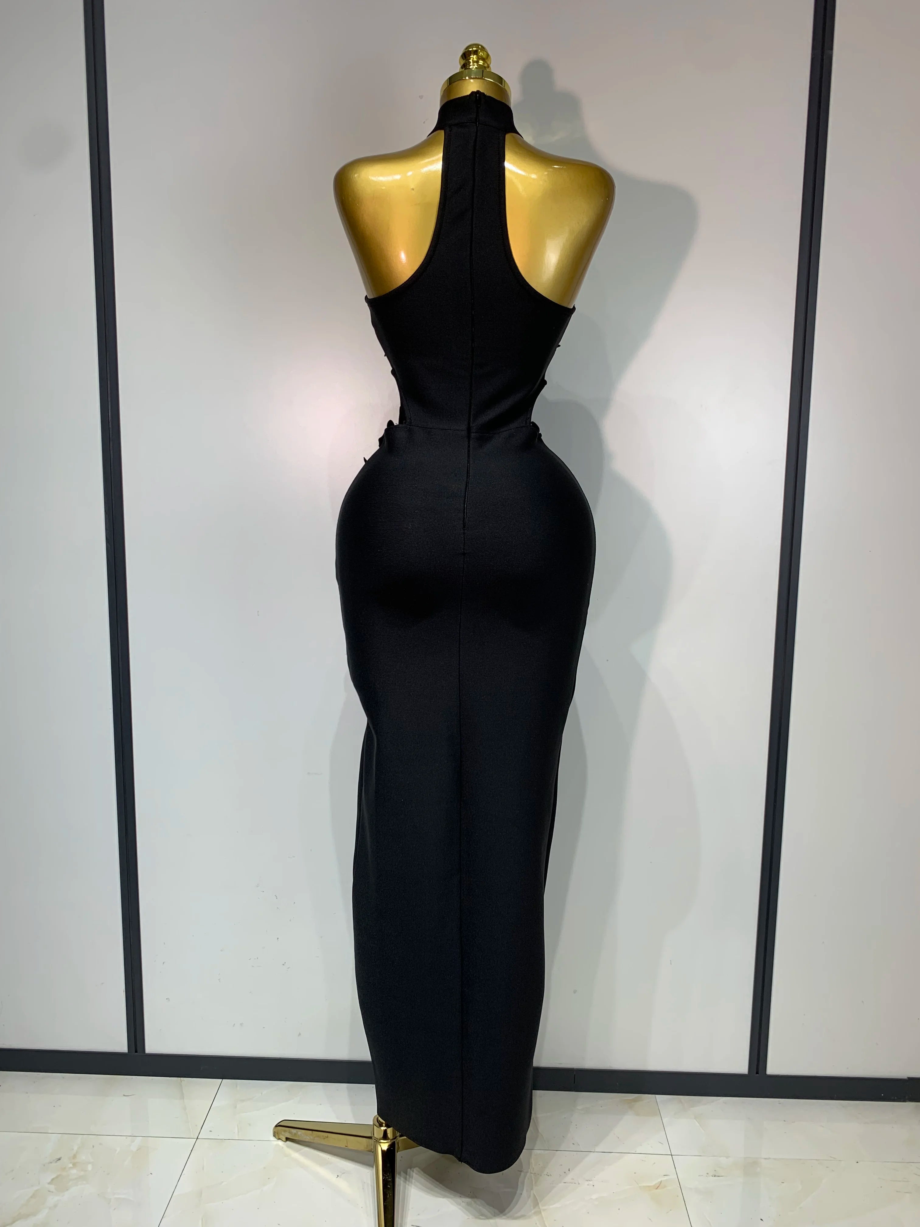Women Sexy Sleeveless Flower Hollow Out Evening Party Bandage Dresses Red Knitted Bodycon Birthday Wedding Guest Clothing